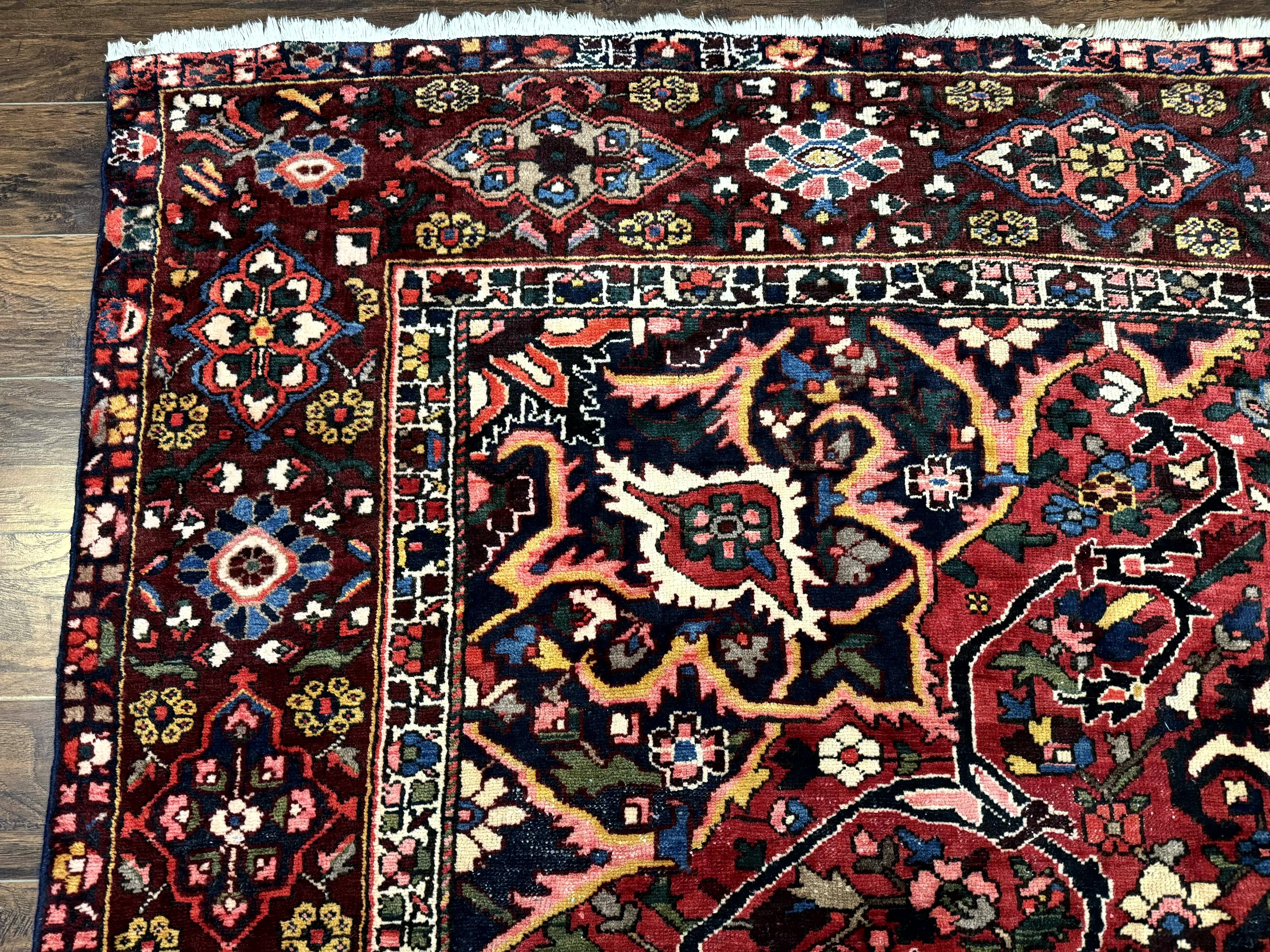 Rare Persian Bakhtiari Rug 10x13, Red, Semi Antique, Large Persian Carpet, Handmade - Jewel Rugs