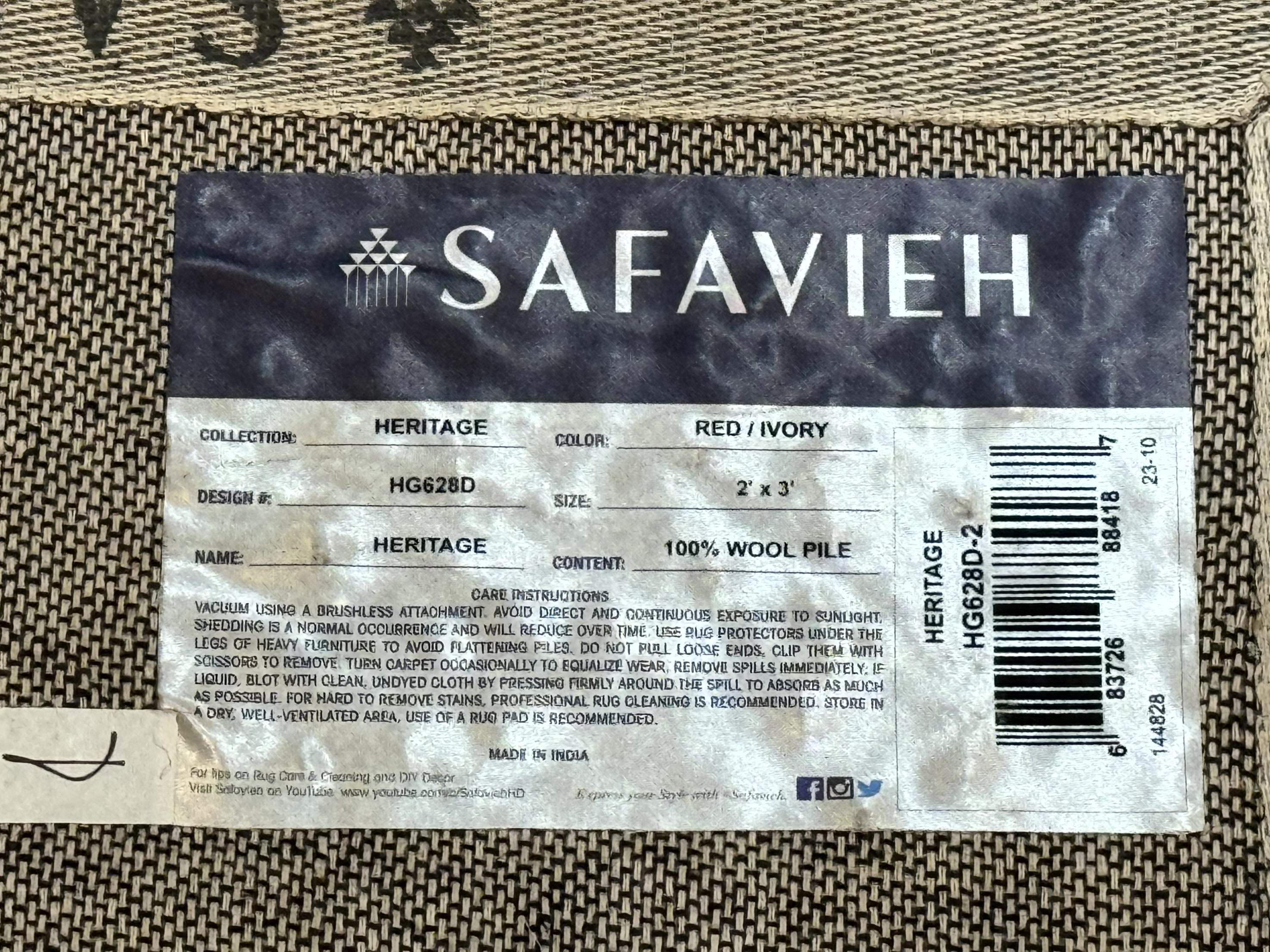 Small Floral Wool Rug 2x3, Safavieh Heritage Collection, Dark Red & Cream - Jewel Rugs