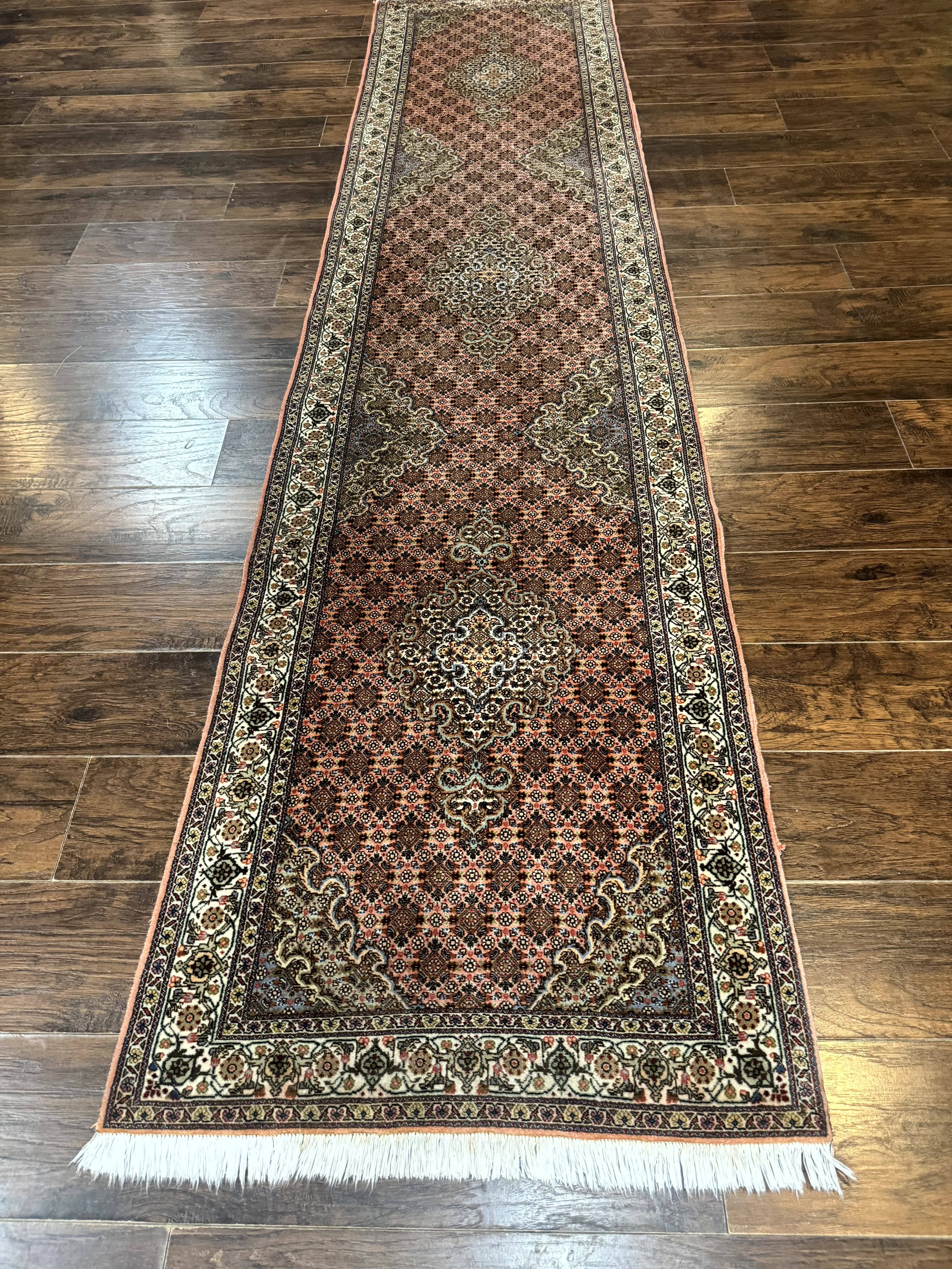 Persian Tabriz Runner Rug for Hallway Herati 320 KPSI Salmon Ivory 2.8 x 11.7 - Jewel Rugs