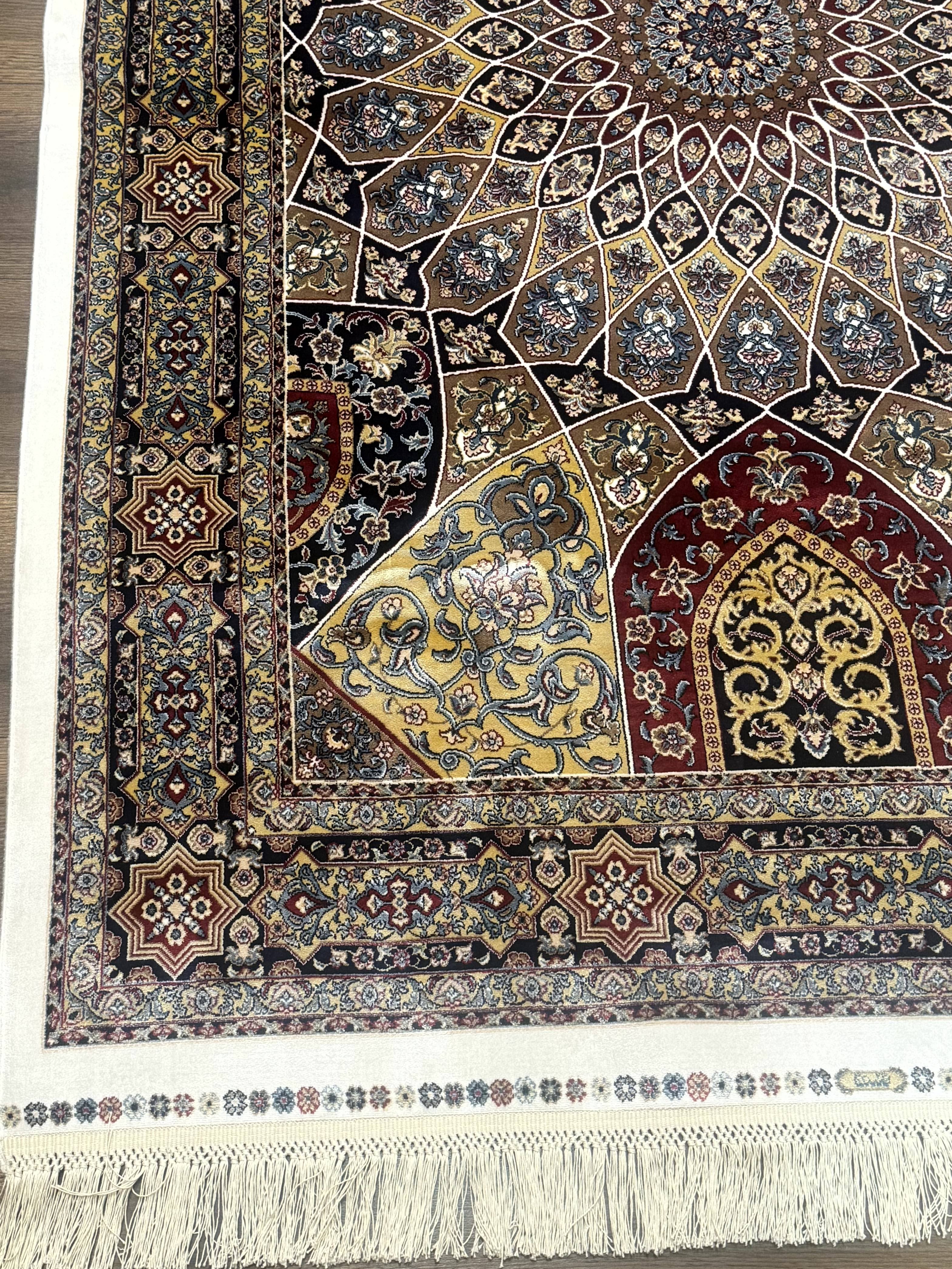 Turkish Silk Rug 4x6, Dome Design, Memluk Carpet, Bamboo Silk, New - Jewel Rugs