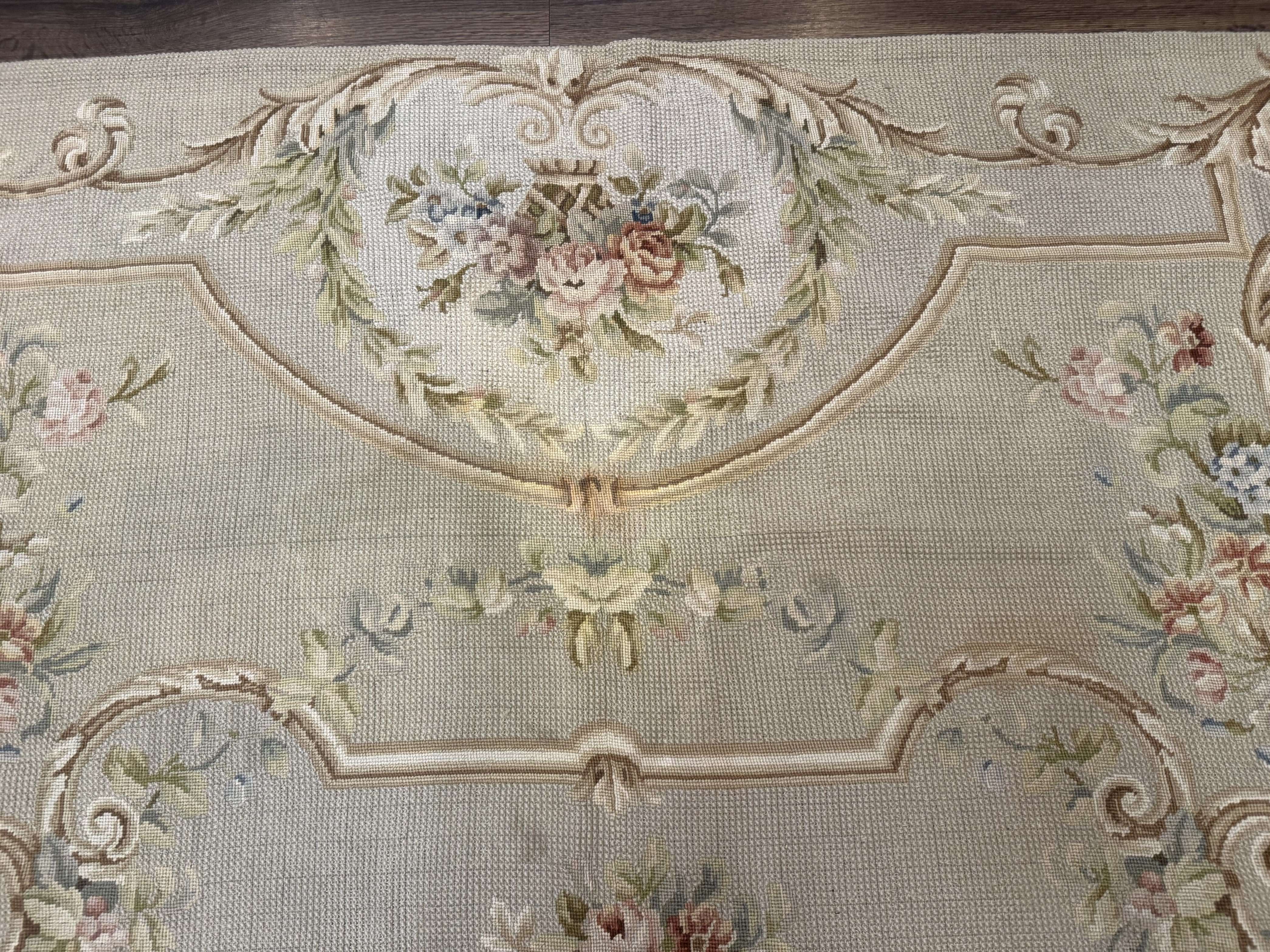 Needlepoint Rug 8x10, Aubusson Carpet, European Design - Jewel Rugs