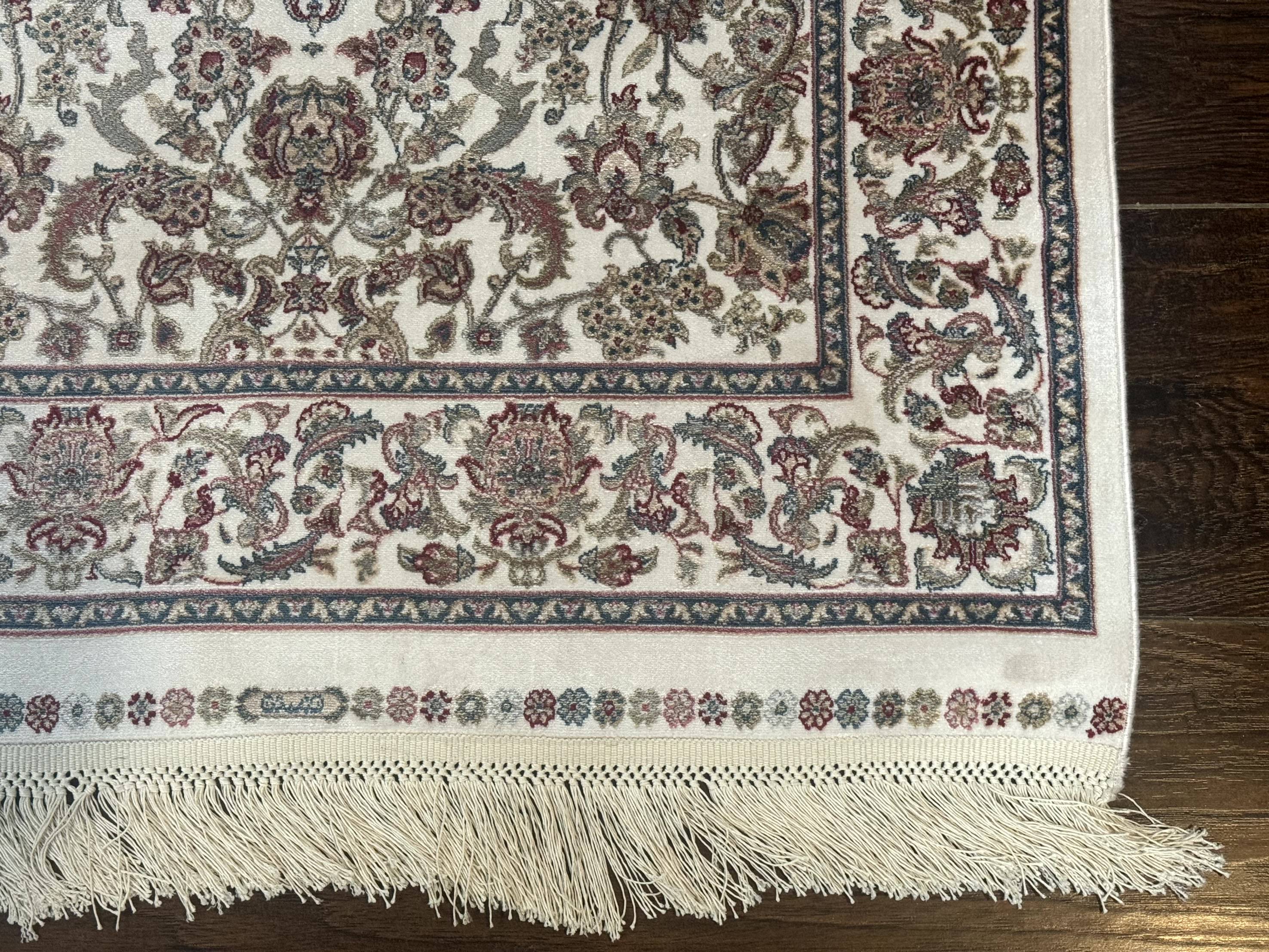 Small Turkish Silk Rug 2.6 x 4, Ivory, Allover Design, Bamboo Silk - Jewel Rugs