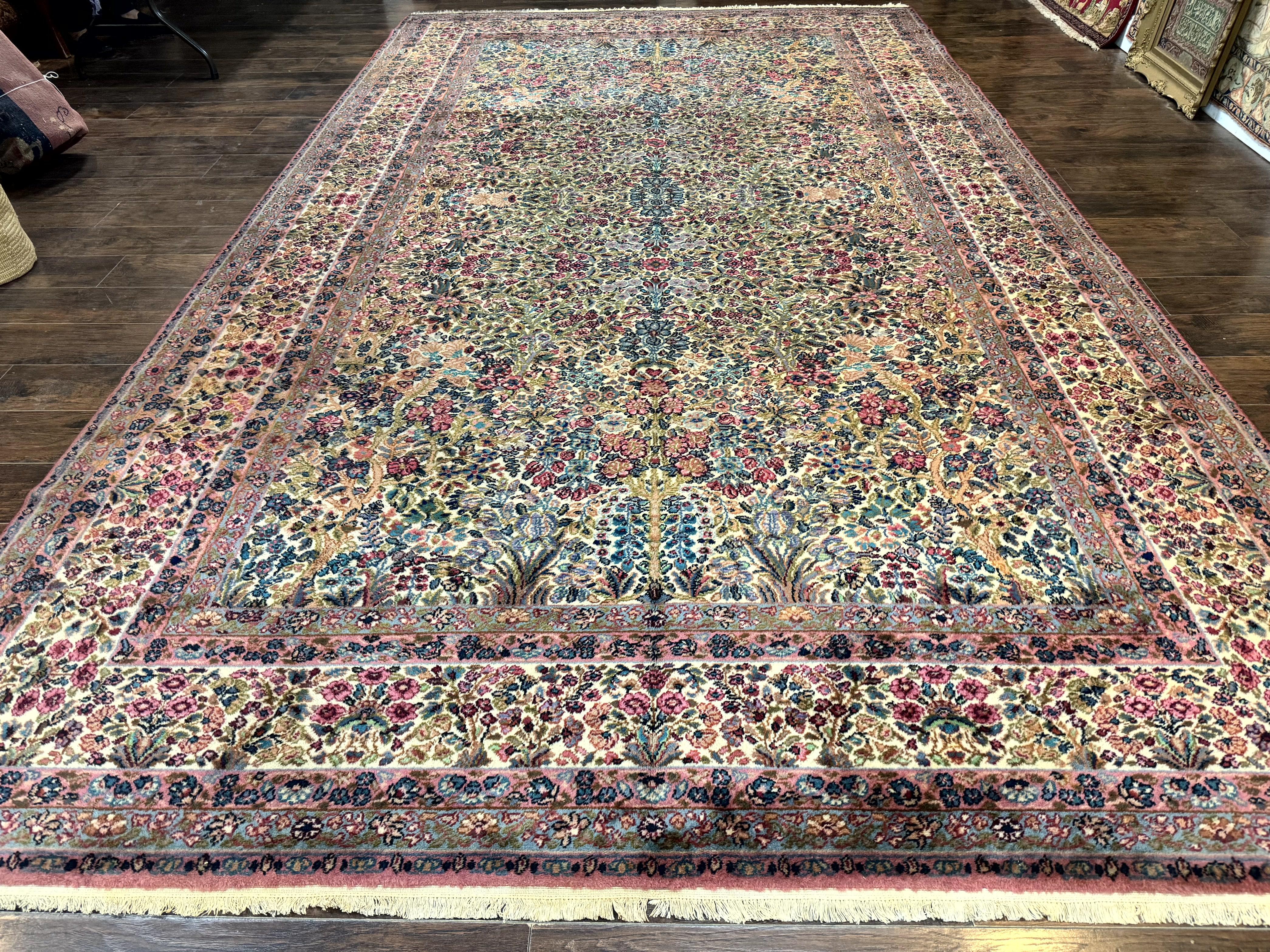 Karastan Rug 8.8 x 15, Lanamar Kirman #5519, Wool Karastan Carpet, Antique Floral Karastan Rug, Tree of Life Design Rug, Traditional Rug - Jewel Rugs