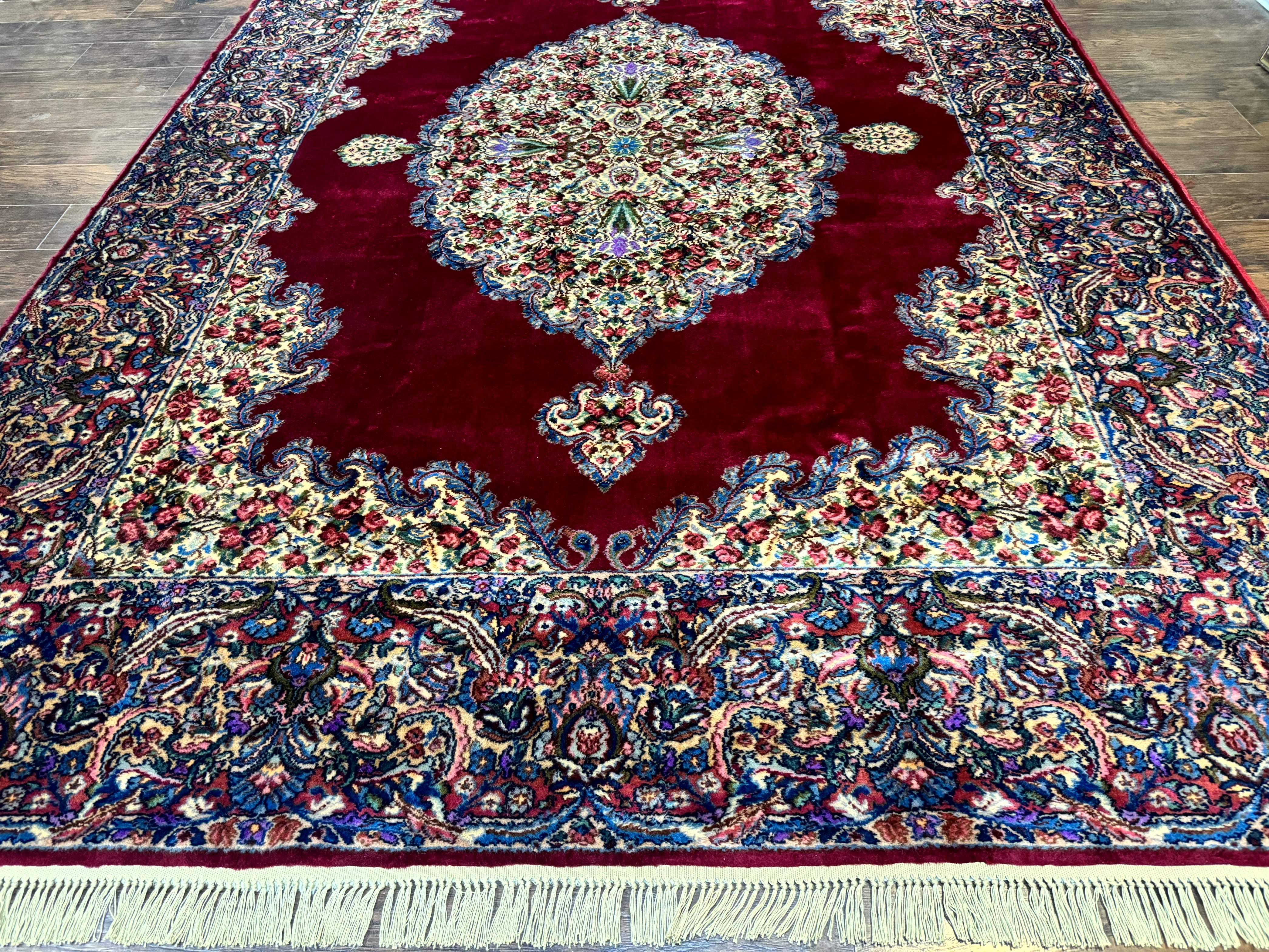 Karastan Rug 8.8 x 12 - Red Floral Kirman - Wool Pile Carpet - Jewel Rugs