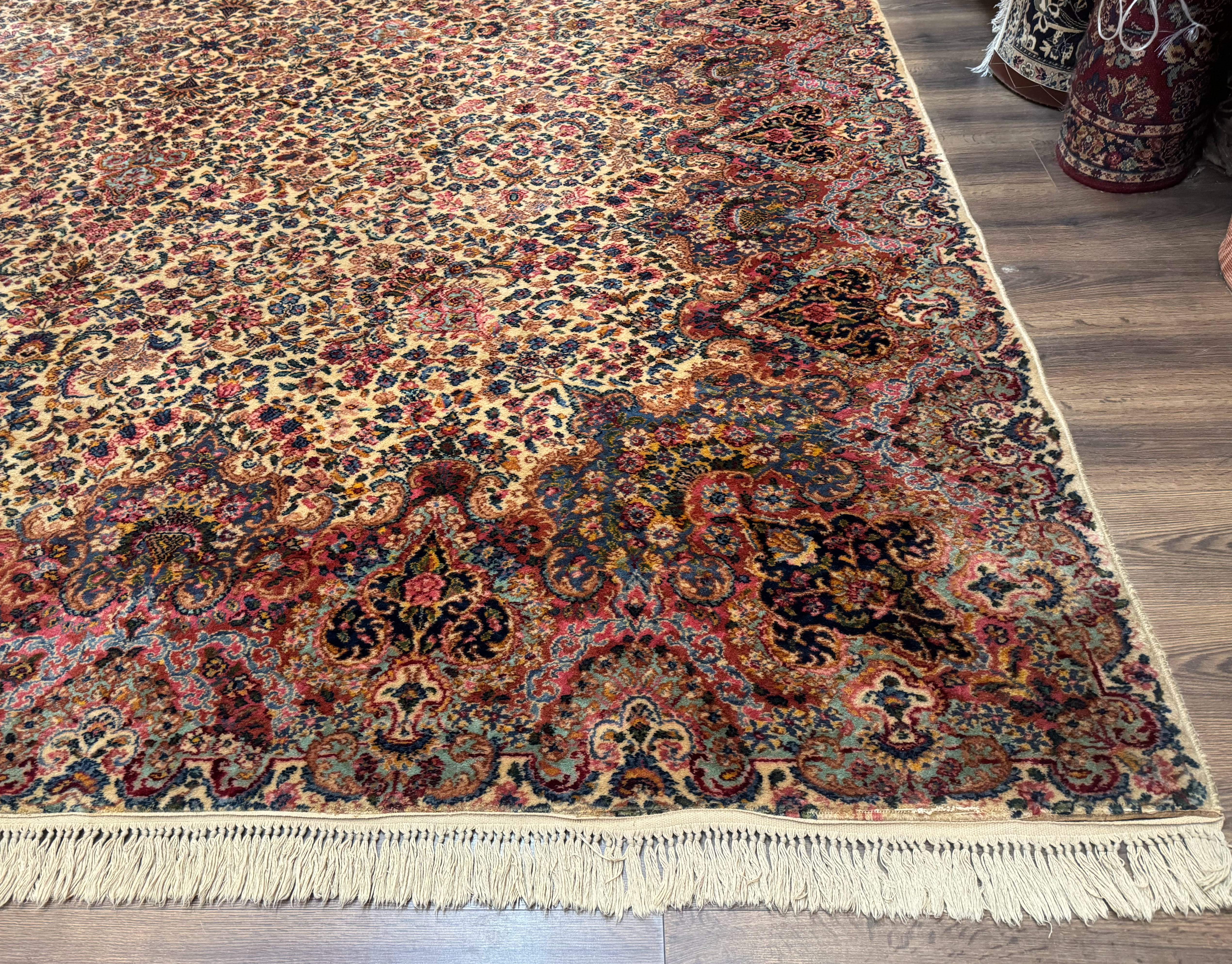 11x16 Karastan Ivory Kirman Rug #759, Floral Kirman, Wool, Original 700 Series, Palace Size - Jewel Rugs