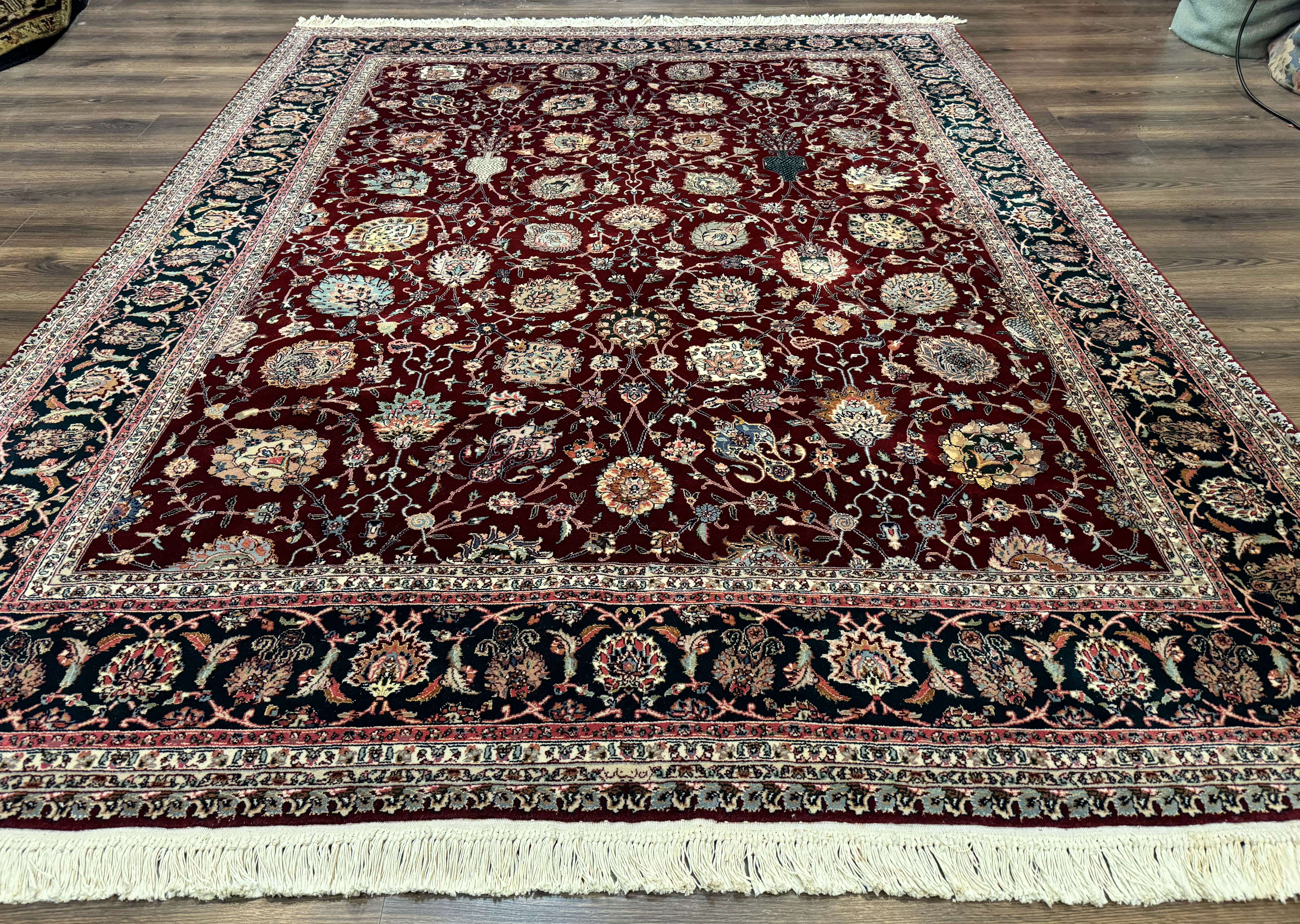 Pak Persian Rug 8x10, Dark Red, Wool with Silk Highlights, Fine - Jewel Rugs