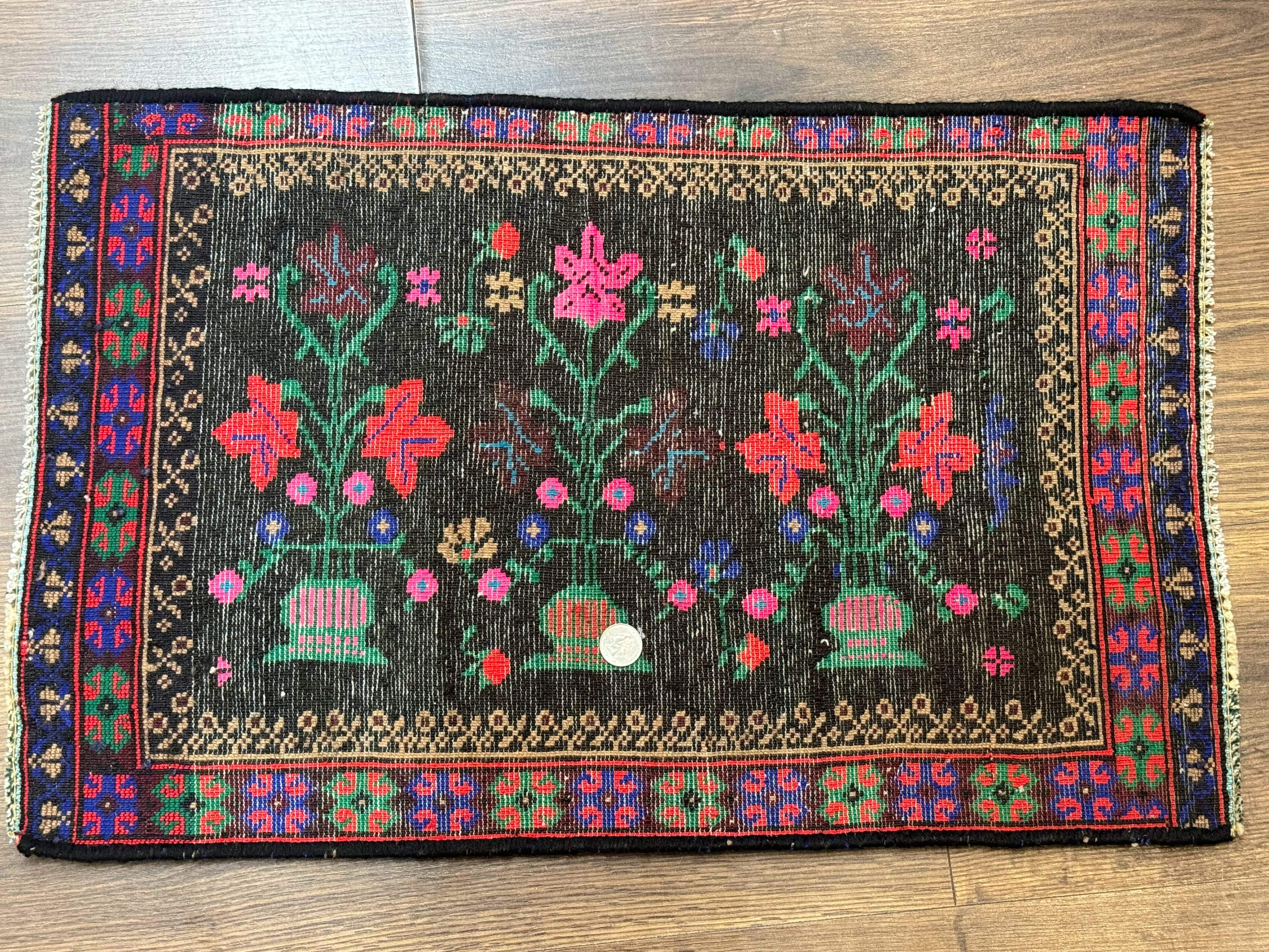 Small Persian Balouch Rug, Tribal Rug, Multicolor, Persian Vase Design - Jewel Rugs