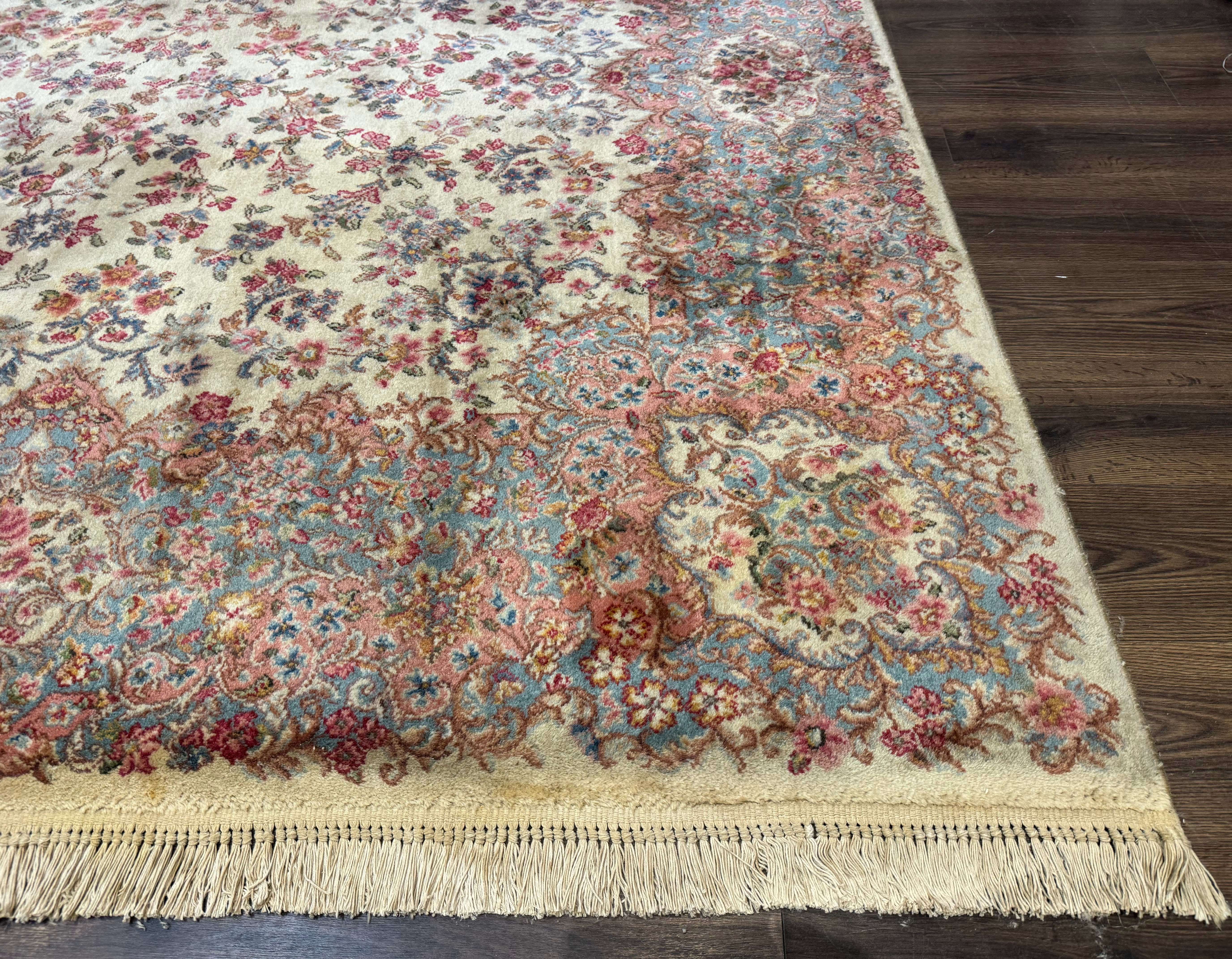 Karastan Rug 10x16 Ivory Kirman #788, Original 700 Series, Wool Pile Vintage Discontinued - Jewel Rugs