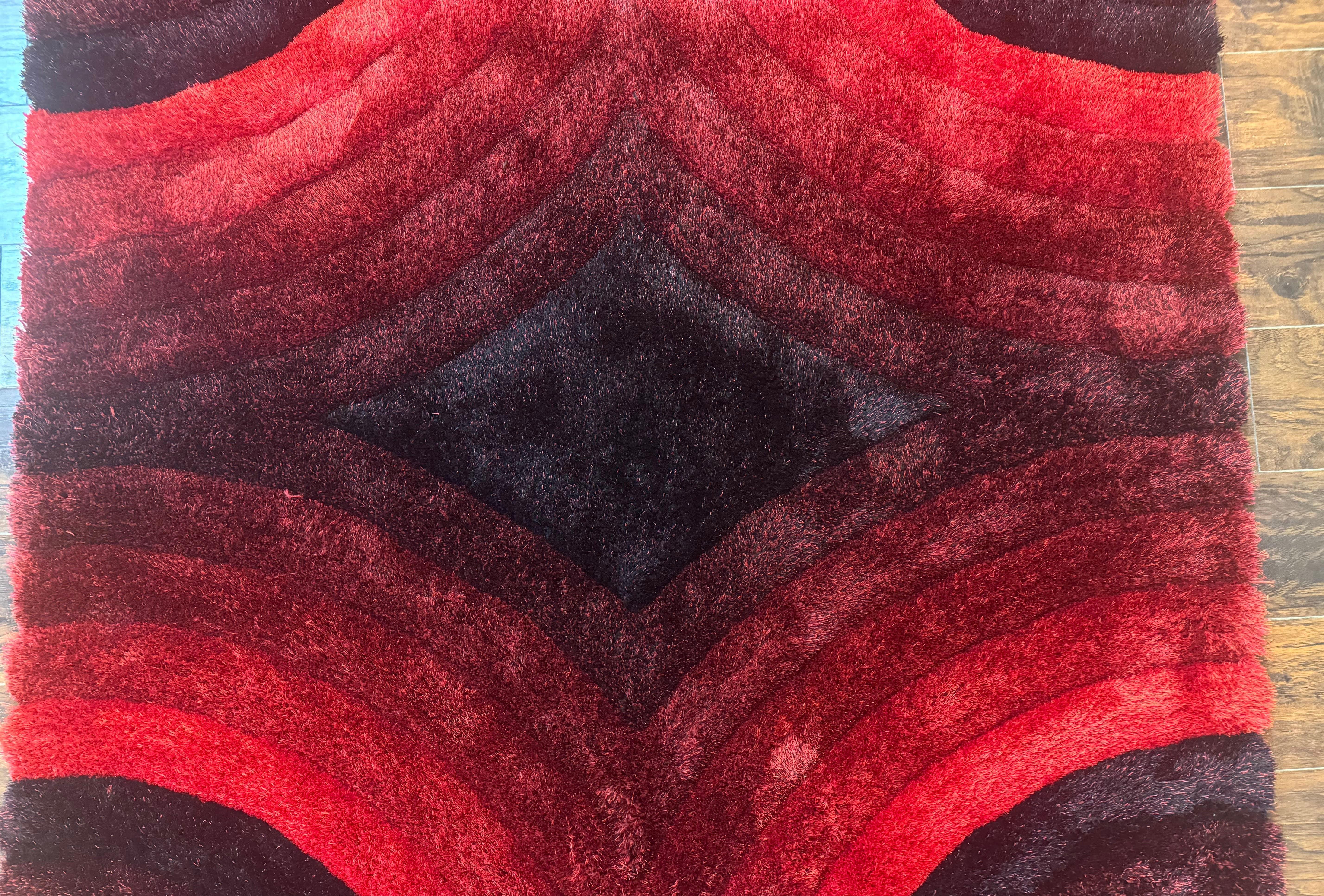 Red and Black Shag Rug 5x7, Pair B - Jewel Rugs