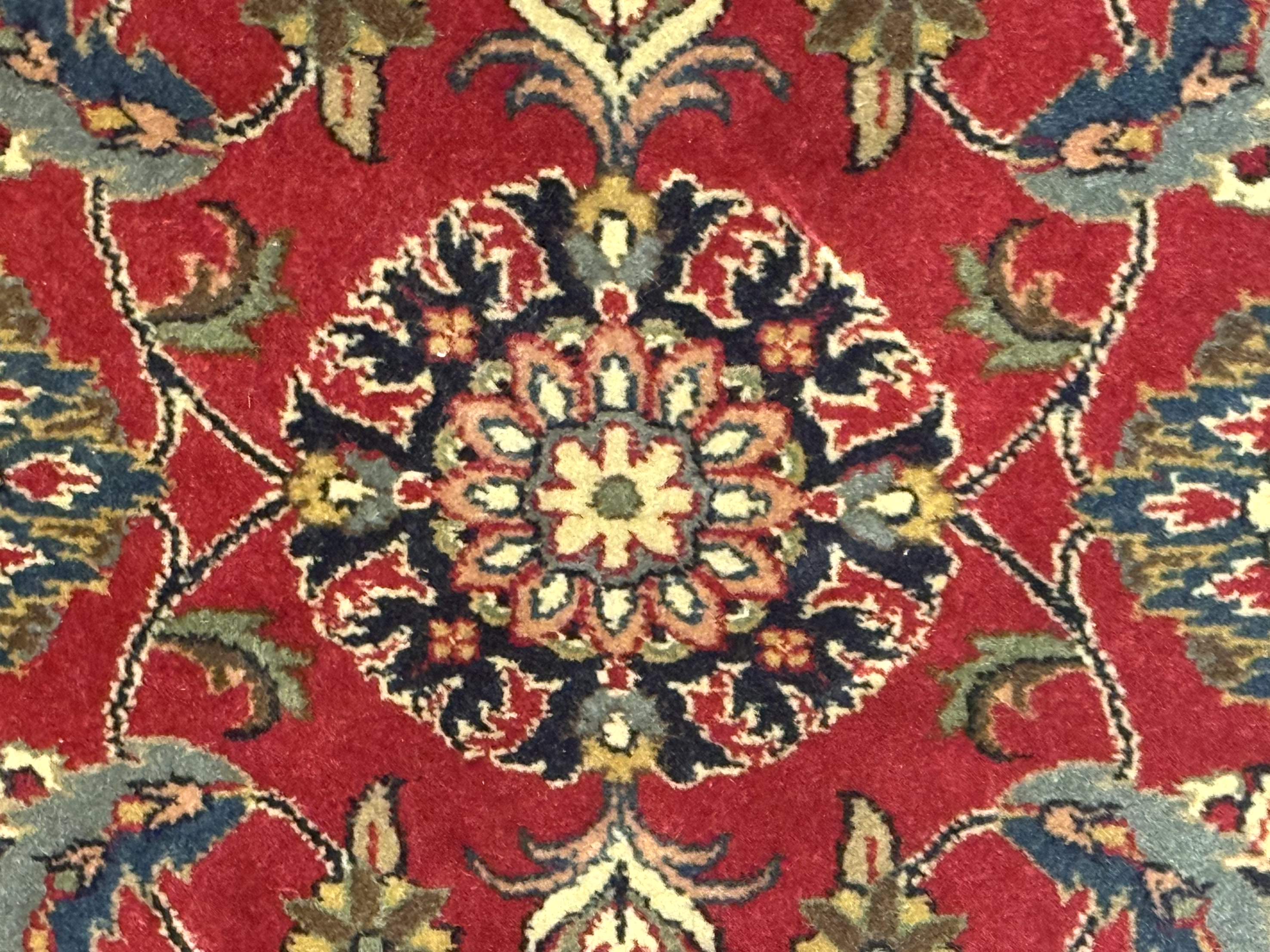 Indo Persian Sarouk Rug 2x4, Small Oriental Carpet, Red and Navy Blue, Fine 200 KPSI - Jewel Rugs