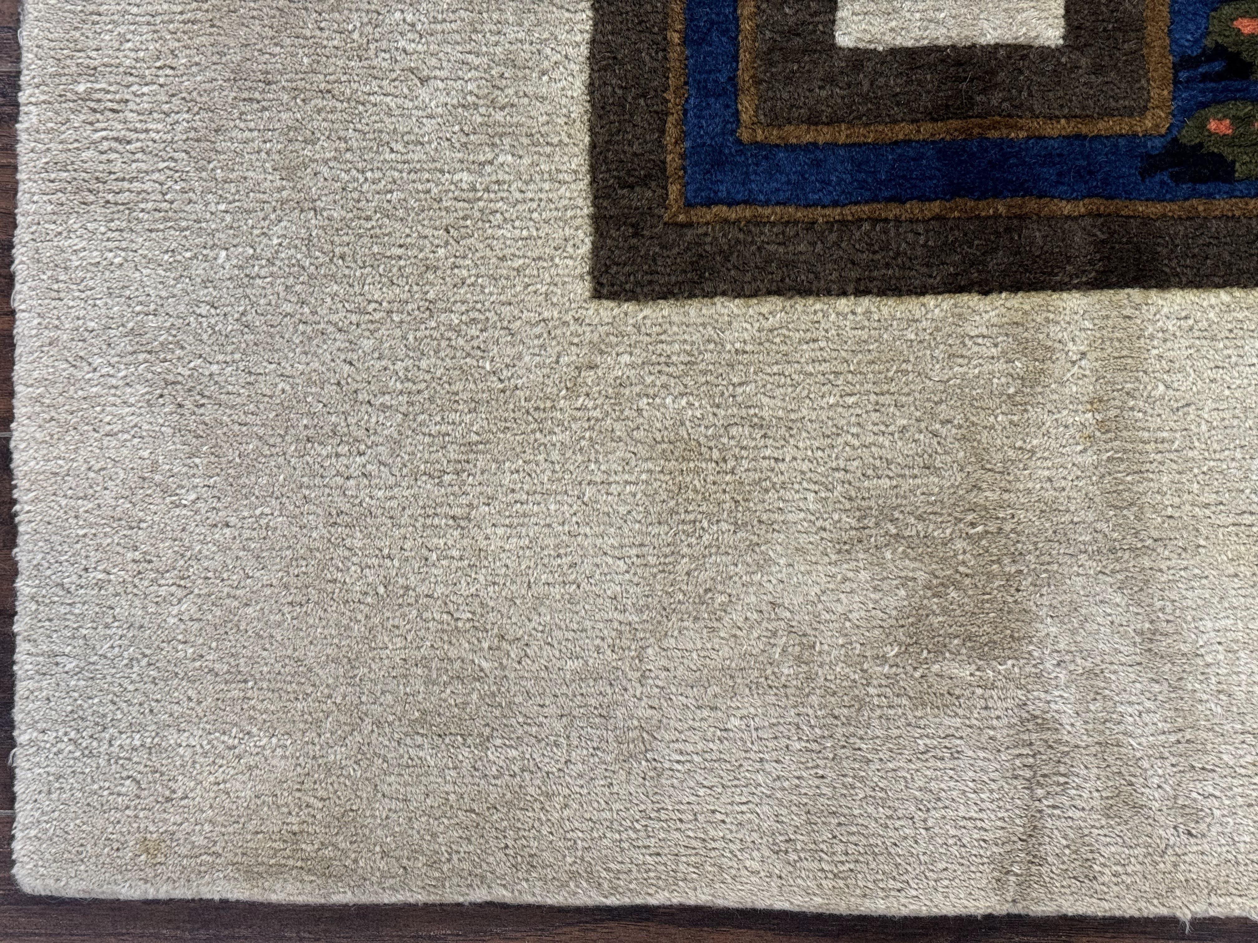 South American Rug 6x7, Unique Native American Design, Ivory, Ecuador Rug, Handmade Wool - Jewel Rugs