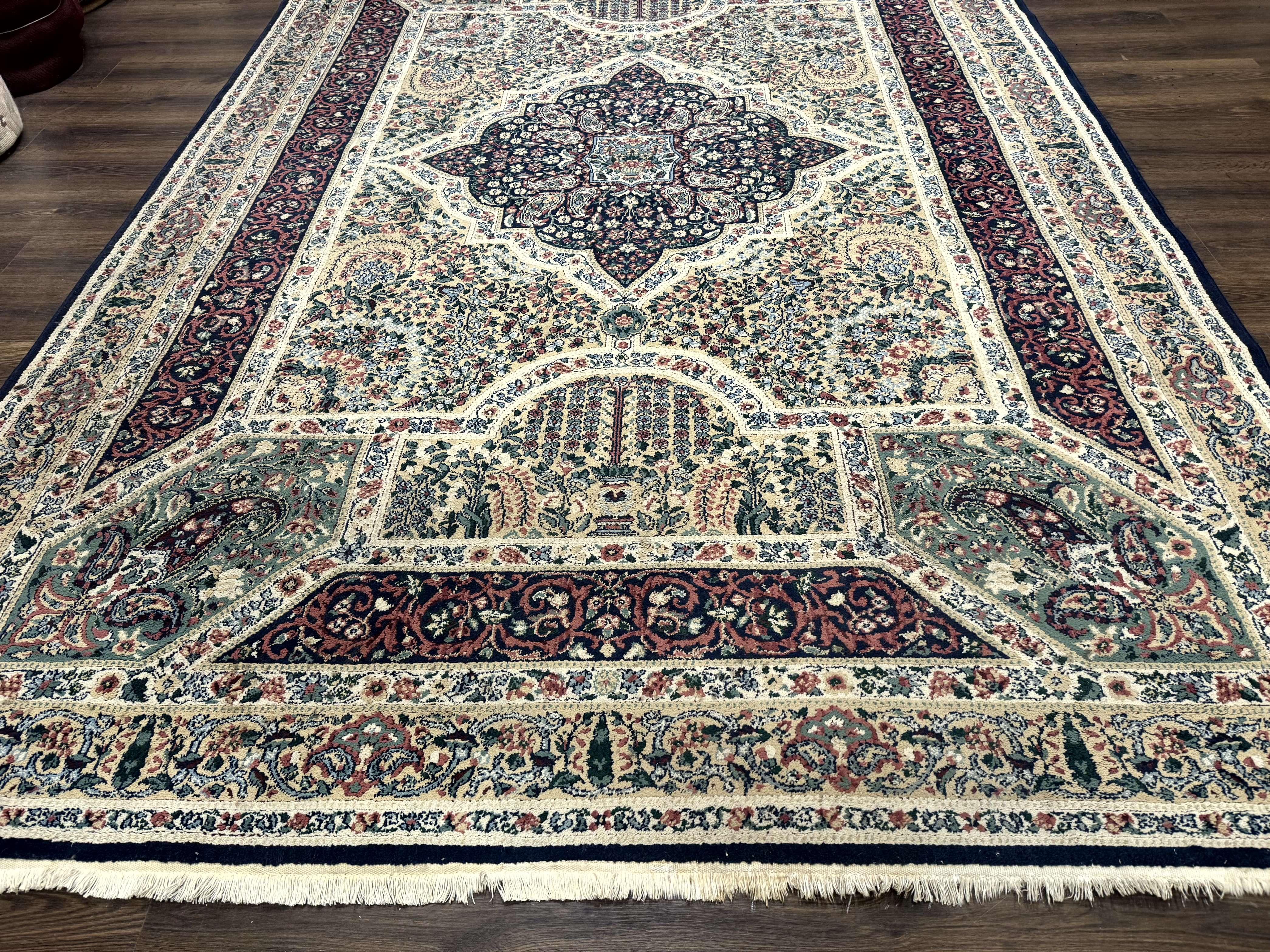 Persian Rug 8x11, Belgium Power Loomed Rug, Kirman Lavar Floral Design, Vintage Rug - Jewel Rugs