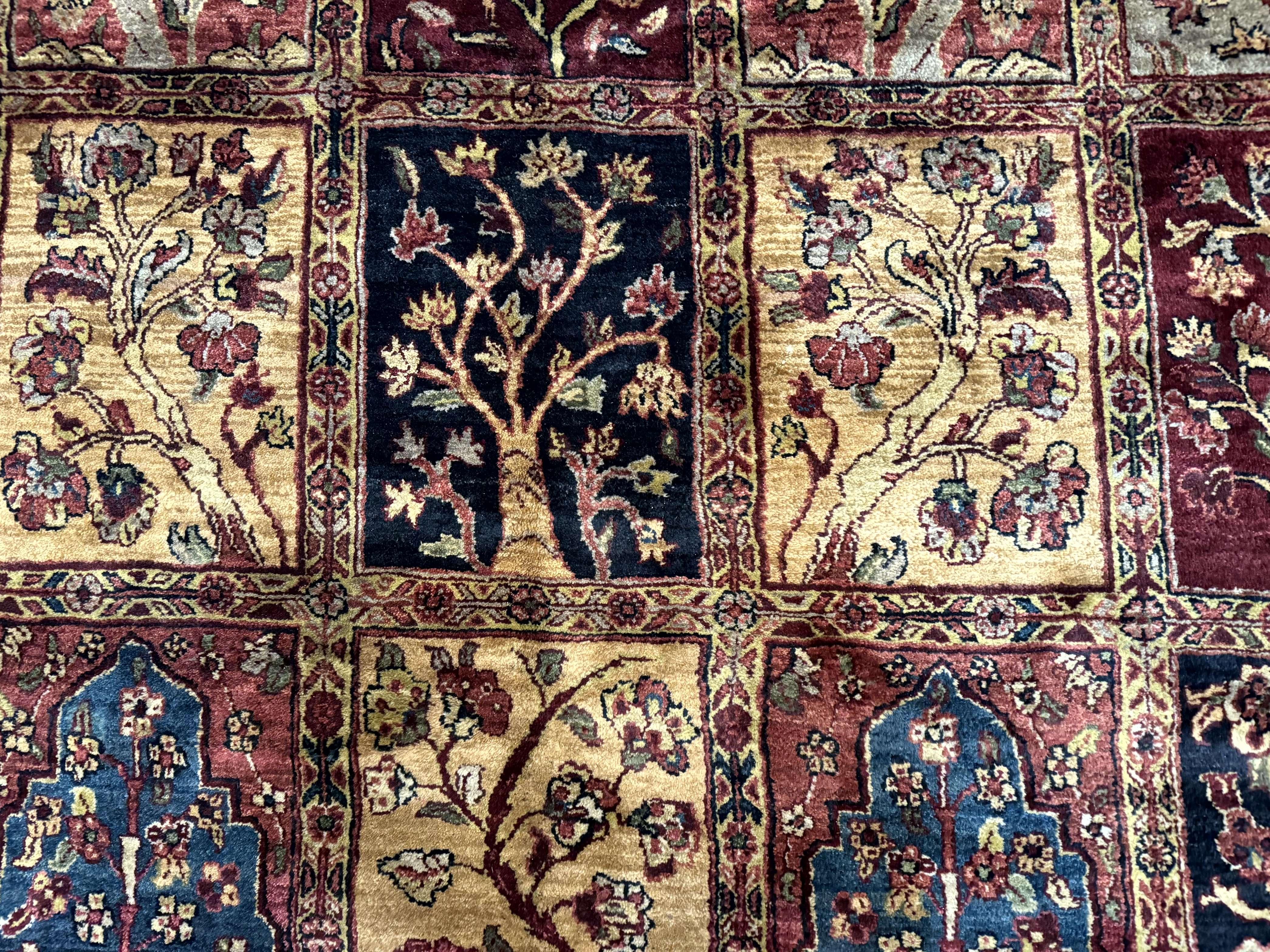 Indo Persian Rug 9x12, Bakhtiari Panel Design, Multicolor, Soft Wool Pile - Jewel Rugs