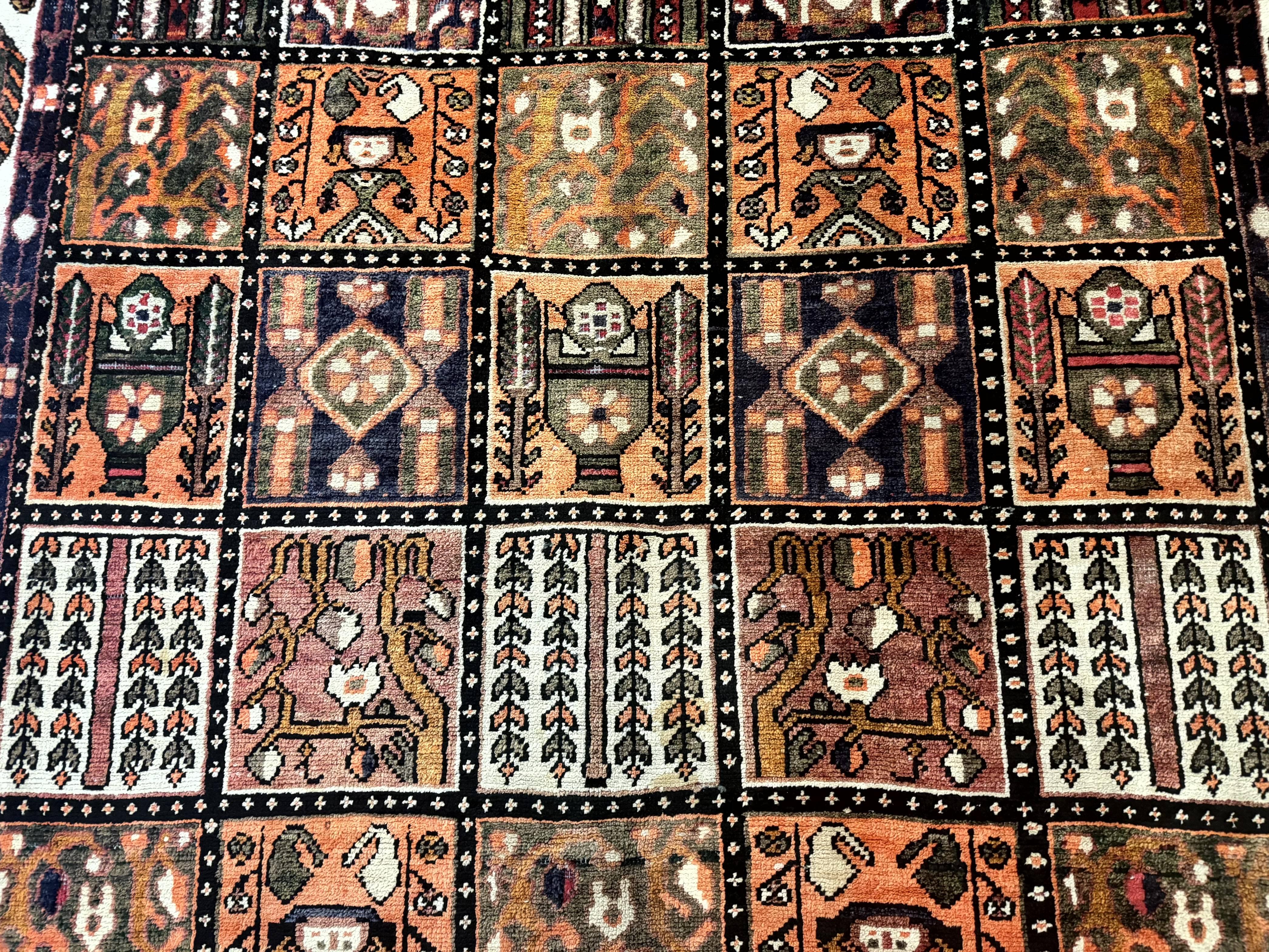 Persian Bakhtiari Tribal Rug 7x10, Panel Design, Semi Antique - Jewel Rugs