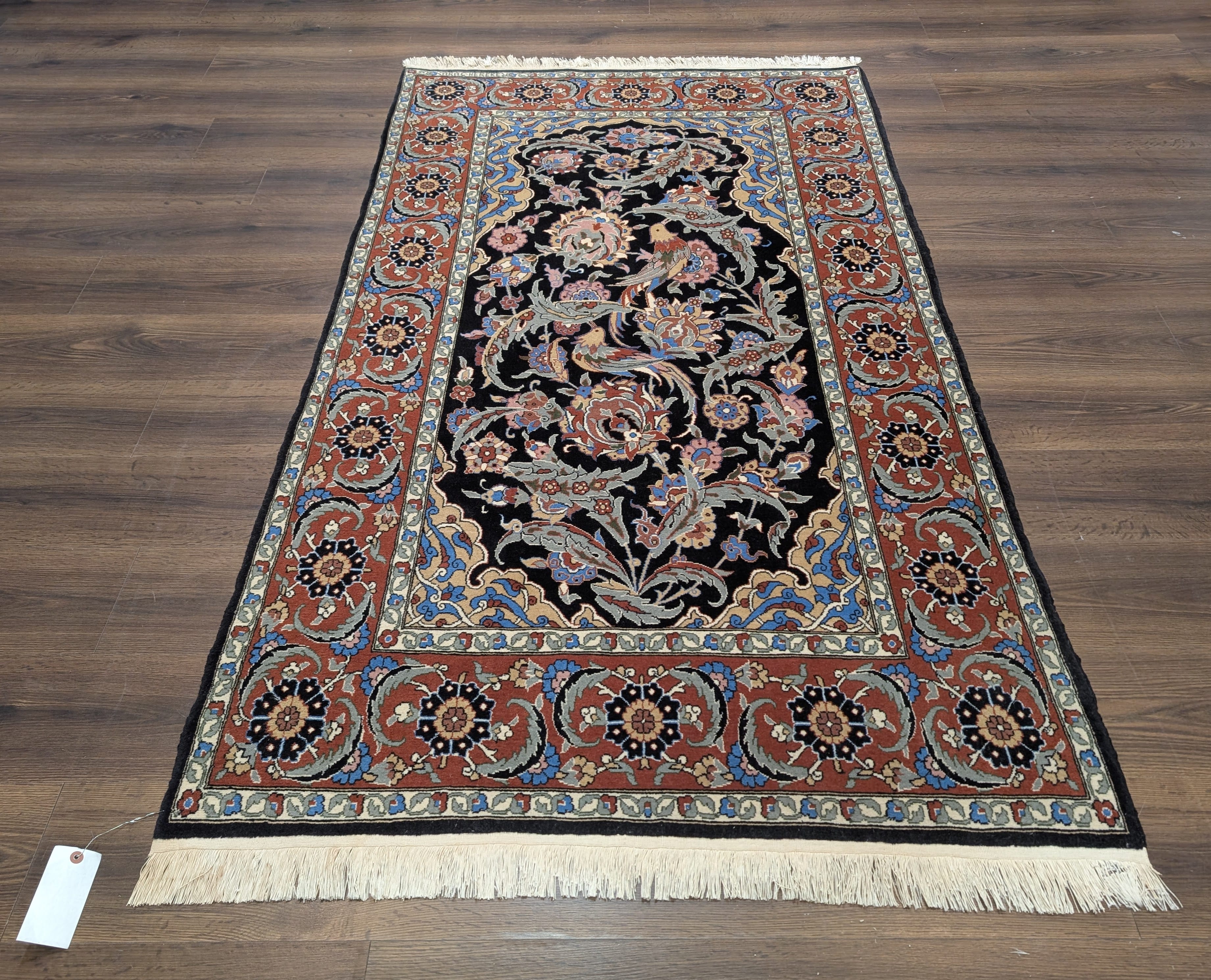 Turkish Hereke Rug 4x7, Kork Wool, Hand-Knotted Blue Carpet, Signed, 225 KPSI - Jewel Rugs