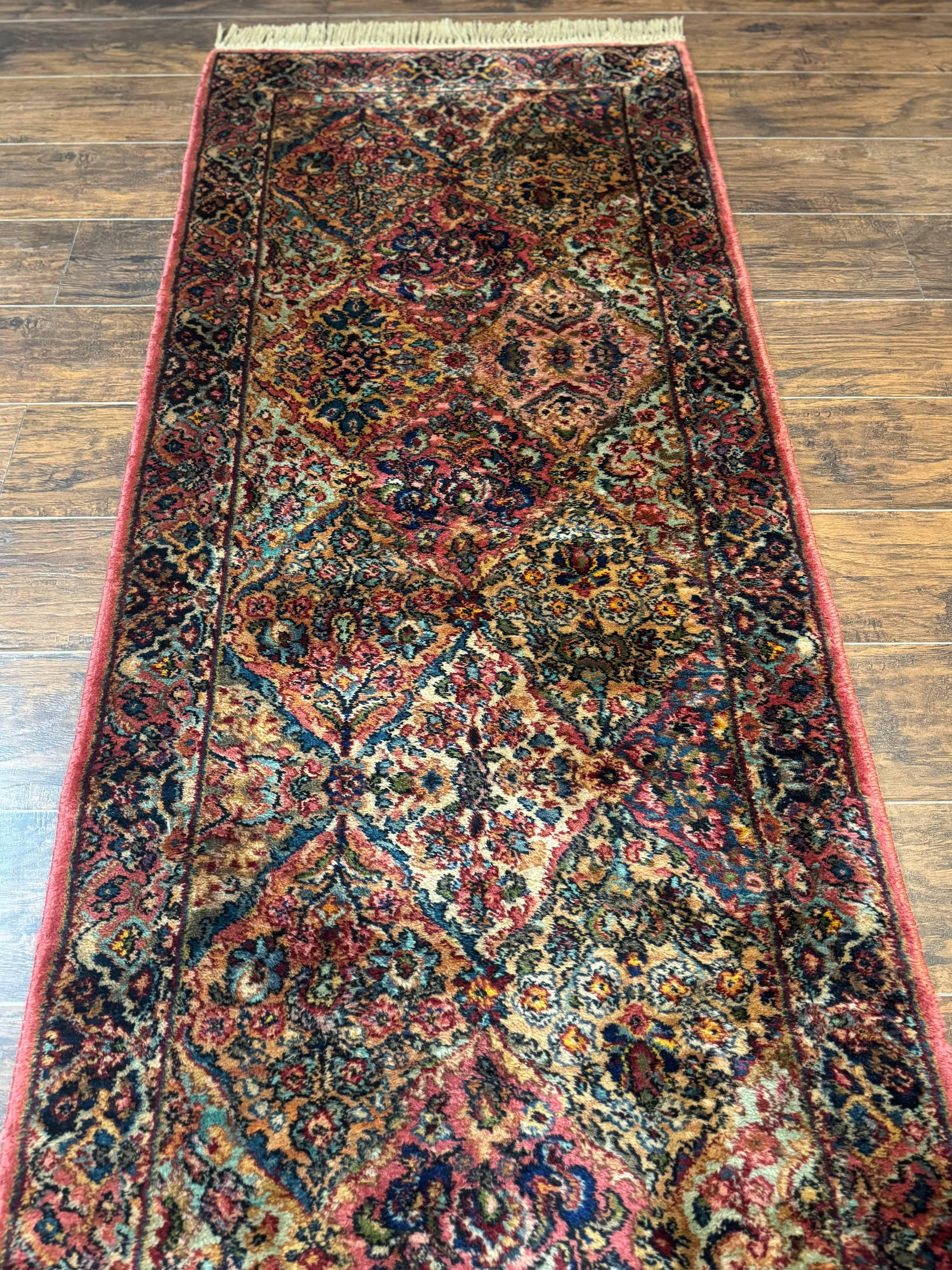 Karastan Runner Rug 3x16, Multicolor Panel Kirman #717, Rare Hard to Find Discontinued Wool Pile Karastan, 700 Series Karastan Runner 3 x 16 - Jewel Rugs