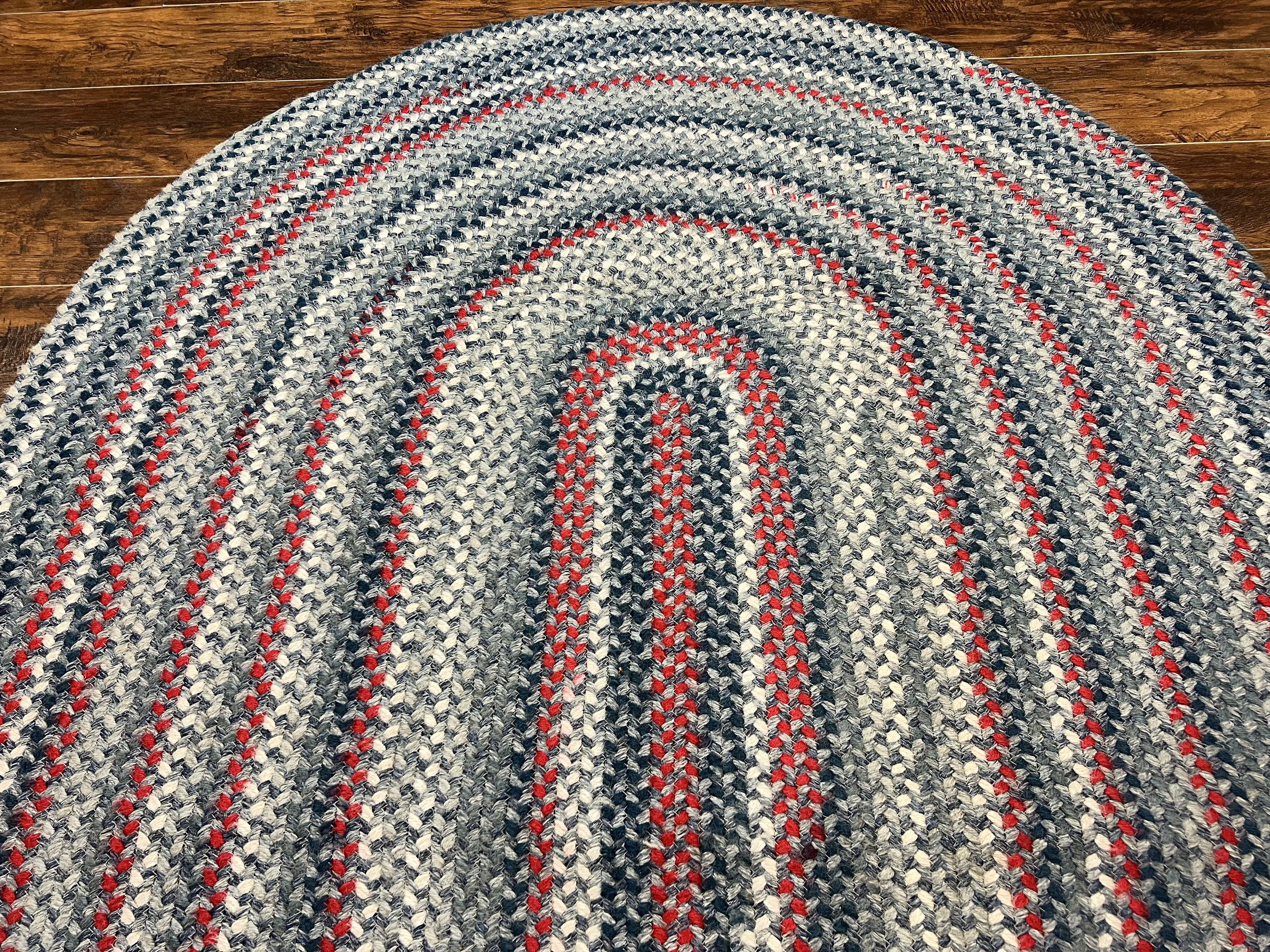 American Oval Braided Rug 5x8, Vintage Multicolor Handmade Wool 5 x 8 Carpet - Jewel Rugs