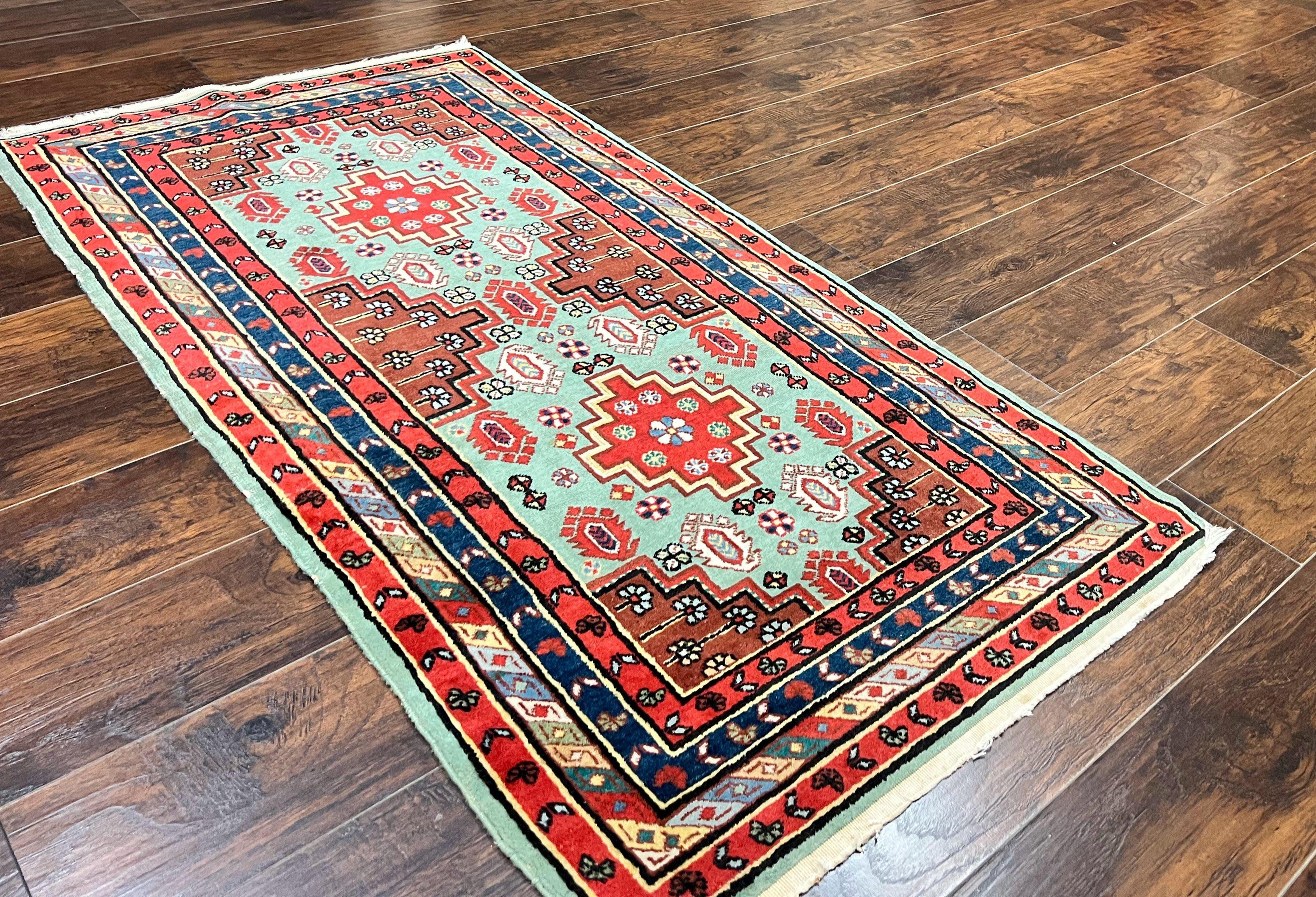 Colorful Turkish Rug 3x6, Geometric Heriz Oriental Carpet, Wool Hand Knotted Vintage Carpet, Oriental Rug 3 x 6 - Jewel Rugs