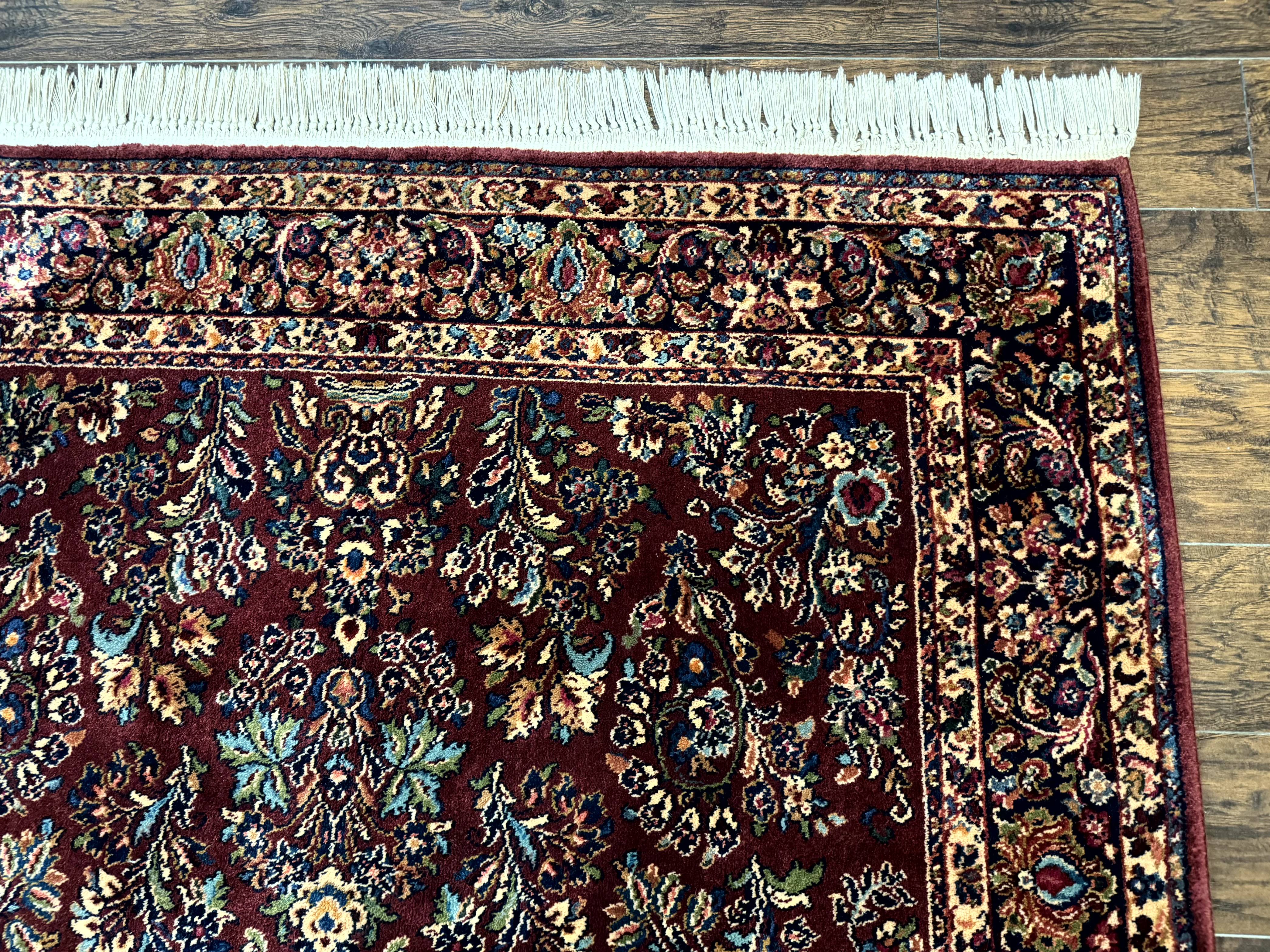 5.9 x 9 Karastan Rug Red Sarouk Rug #785, 100% Wile Pile Carpet, Original 700 Series, Vintage - Jewel Rugs