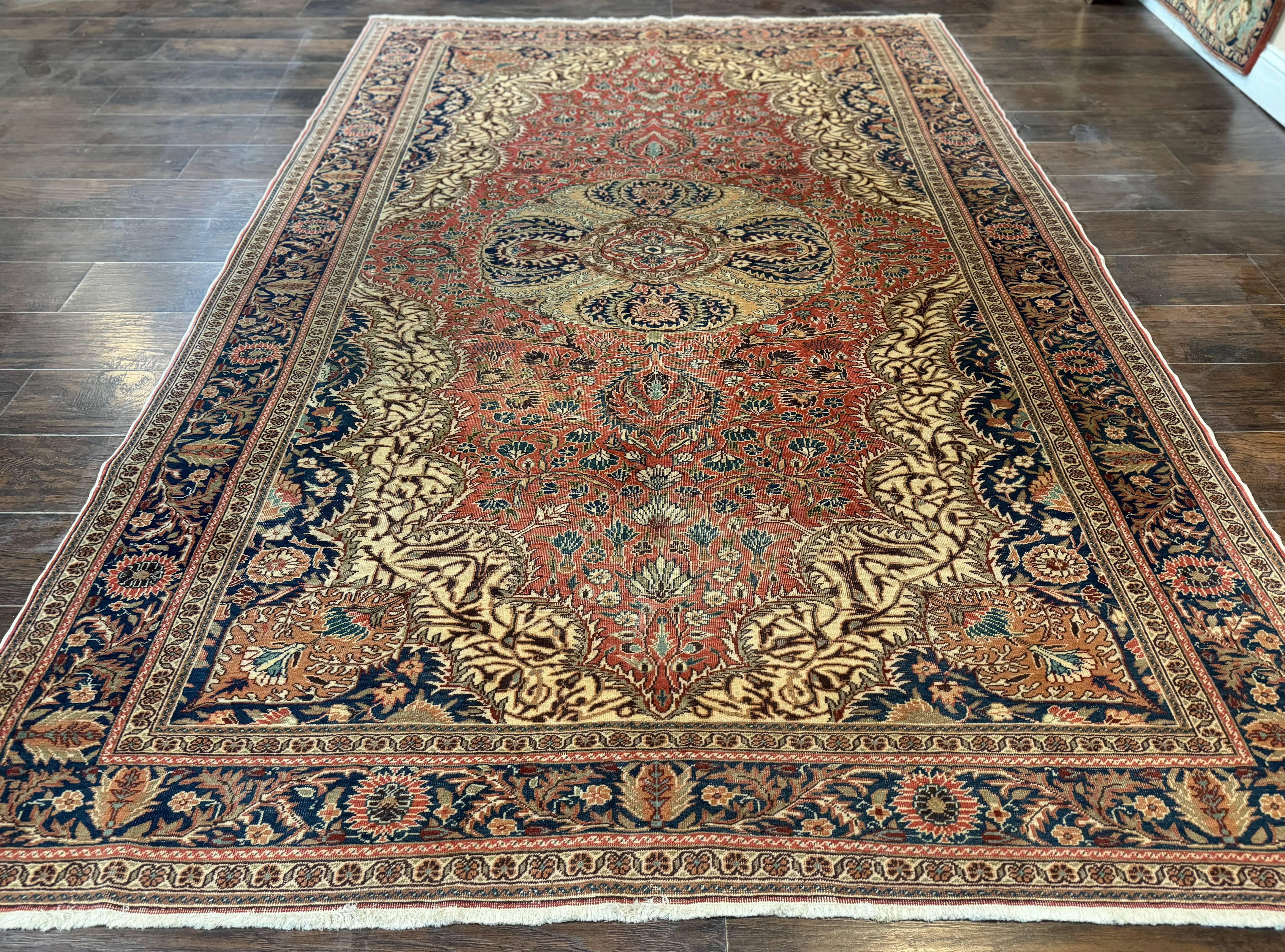 Turkish Kayseri Rug 6x10, Antique Turkish Carpet, Floral Medallion, Oriental Carpet, Red - Jewel Rugs