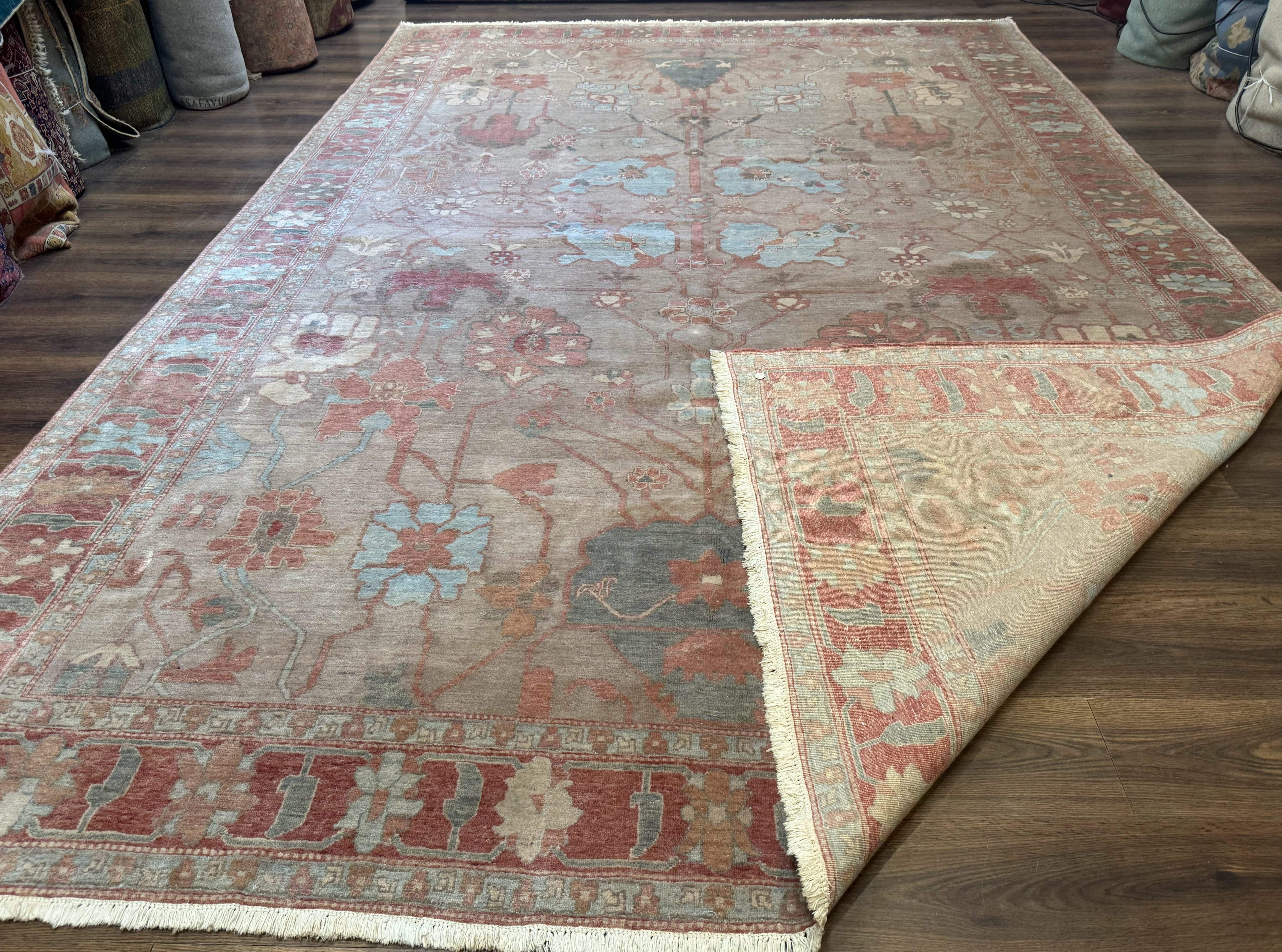 Turkish Oushak Rug 10x14, Rug for Modern Home, Soft Thick Pile, Muted Colors - Jewel Rugs