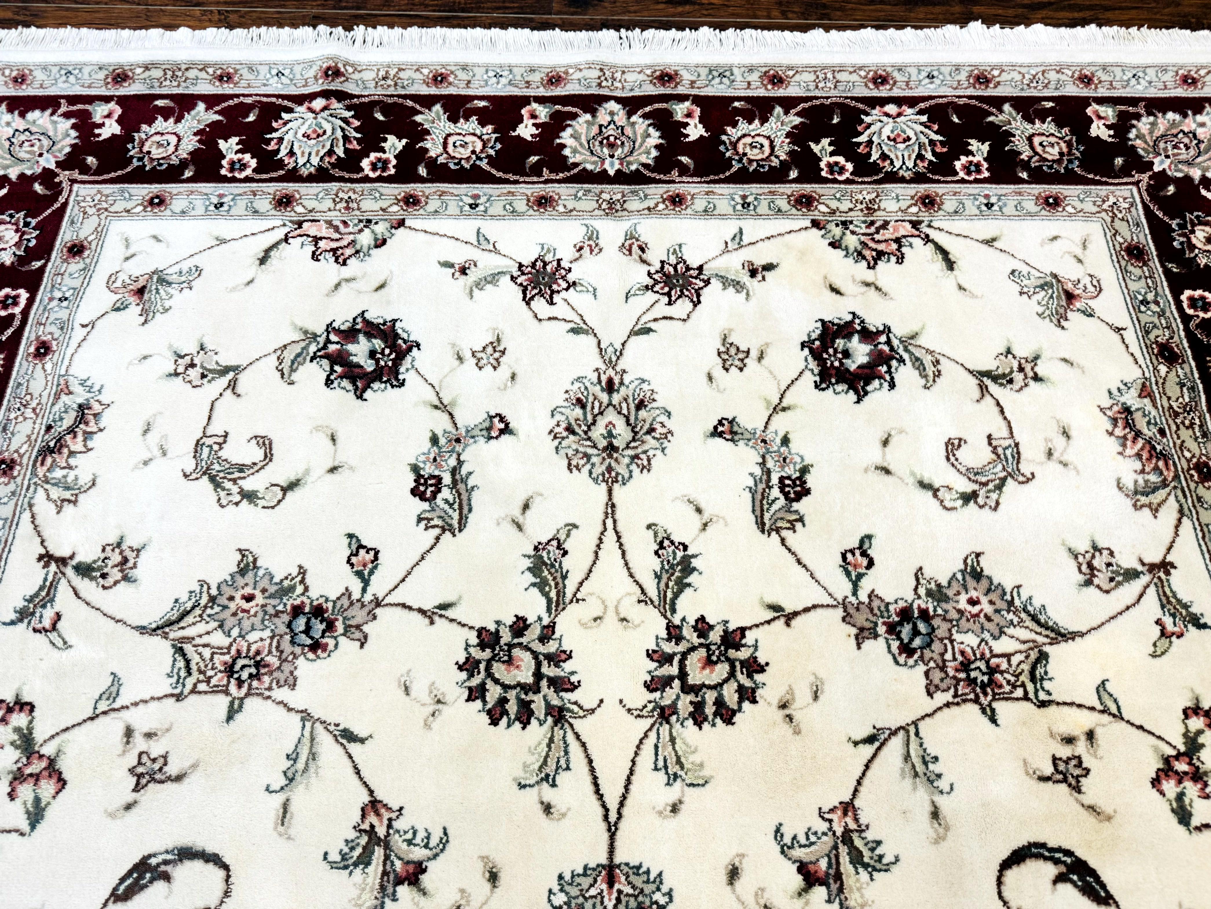 Ivory and Burgundy Pak Persian Rug 6x9 - Jewel Rugs
