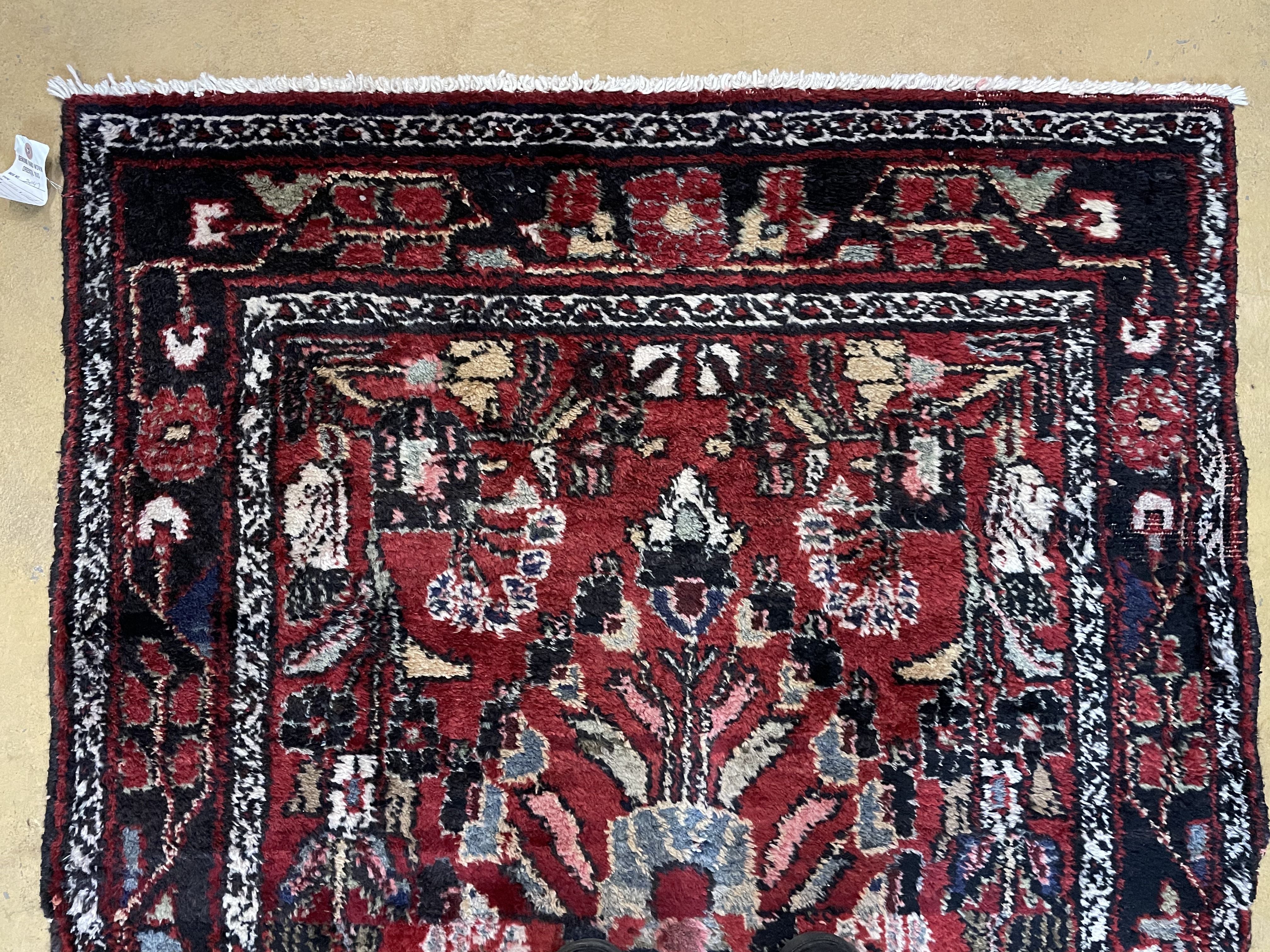 3' 4" X 9' Antique Handmade Wool Rug Runner Floral Organic Dyes Red Nice - Jewel Rugs