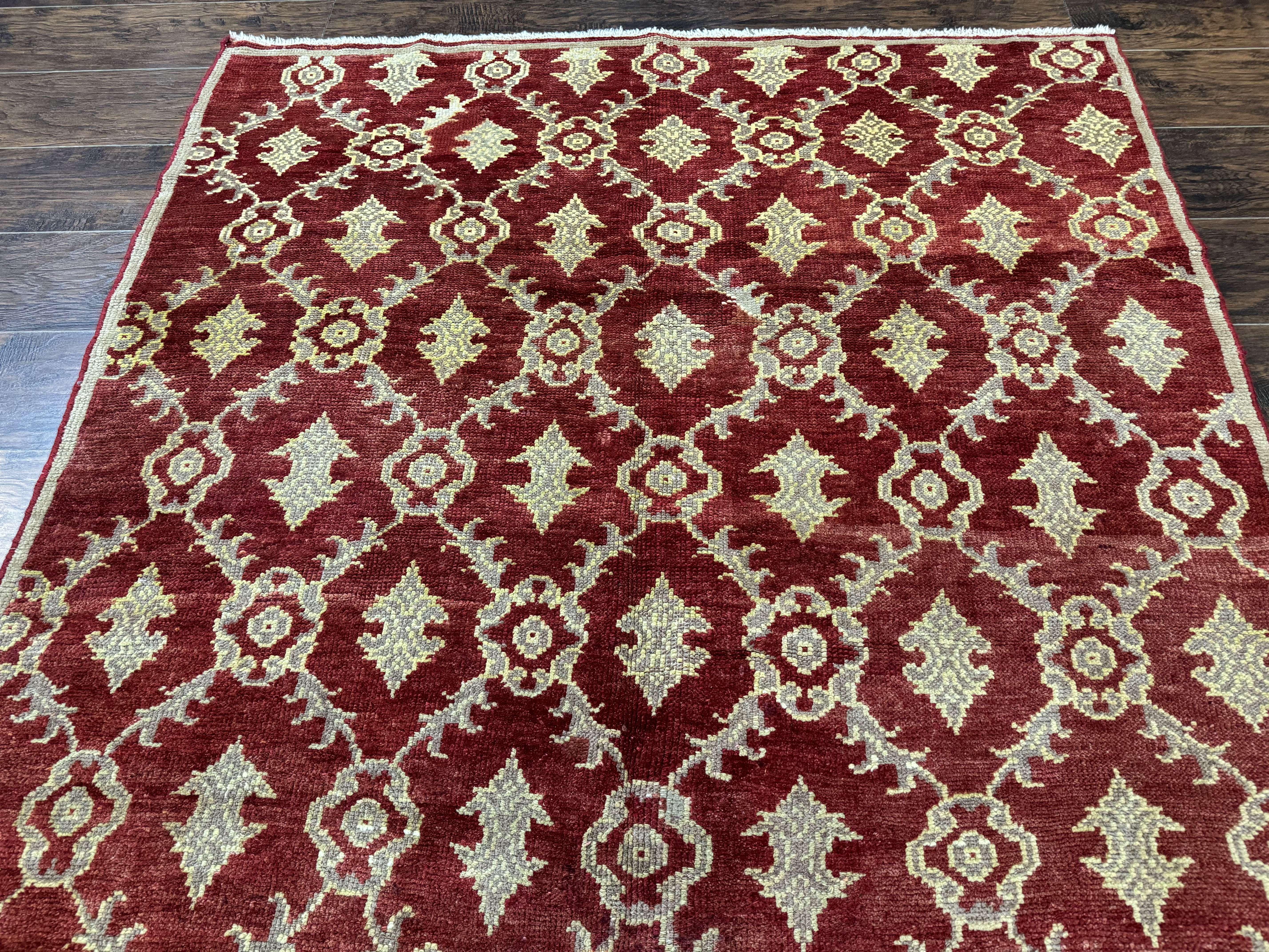 Modern Turkish Oushak Rug 5x8, Brick Red - Jewel Rugs