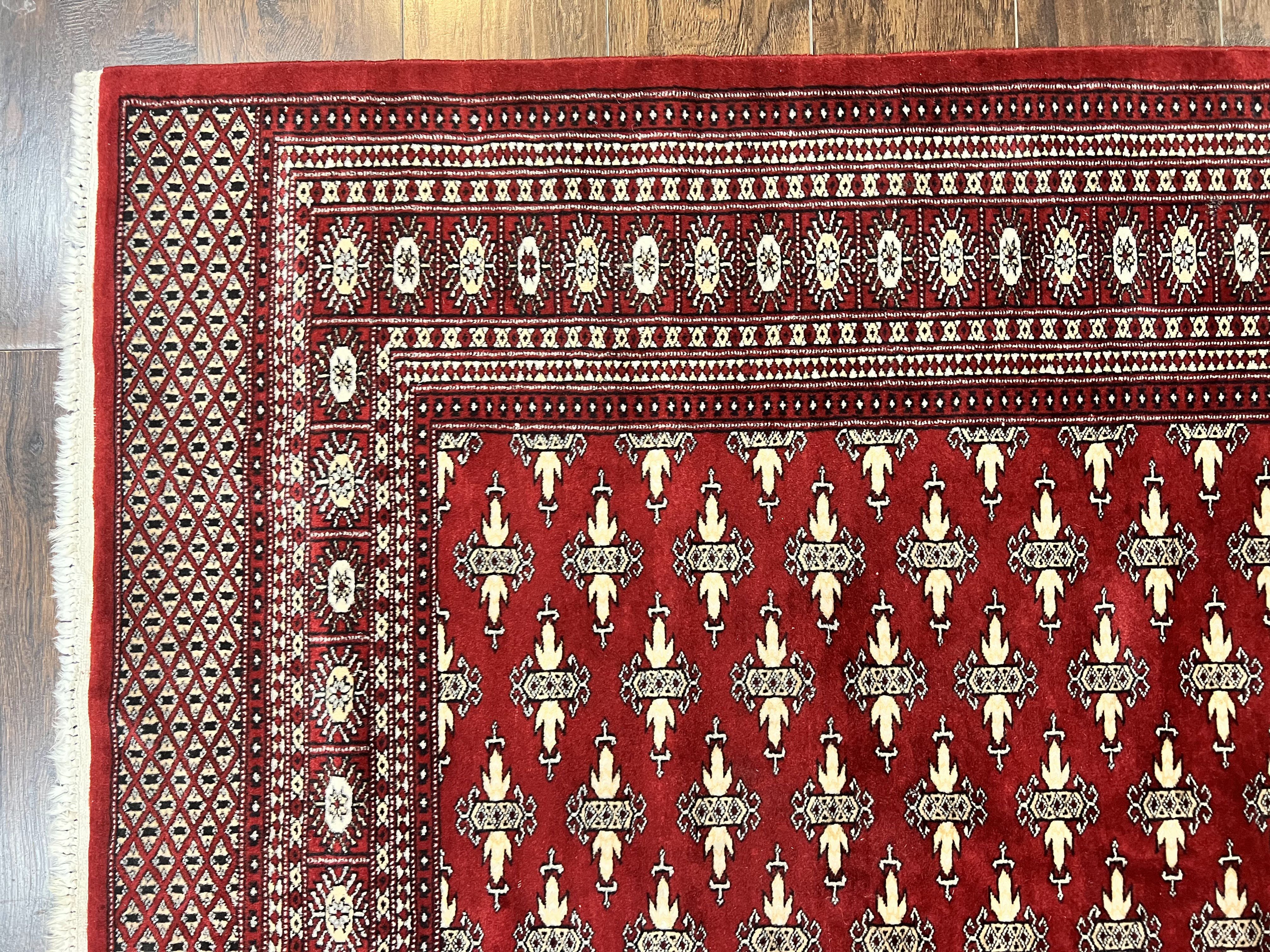 Pakistani Turkoman Bokhara Rug 6x9, Fine Wool Vintage Hand Knotted Handmade Yamud Oriental Carpet 6 x 9, Red Turkoman Rug, Tribal Rug - Jewel Rugs