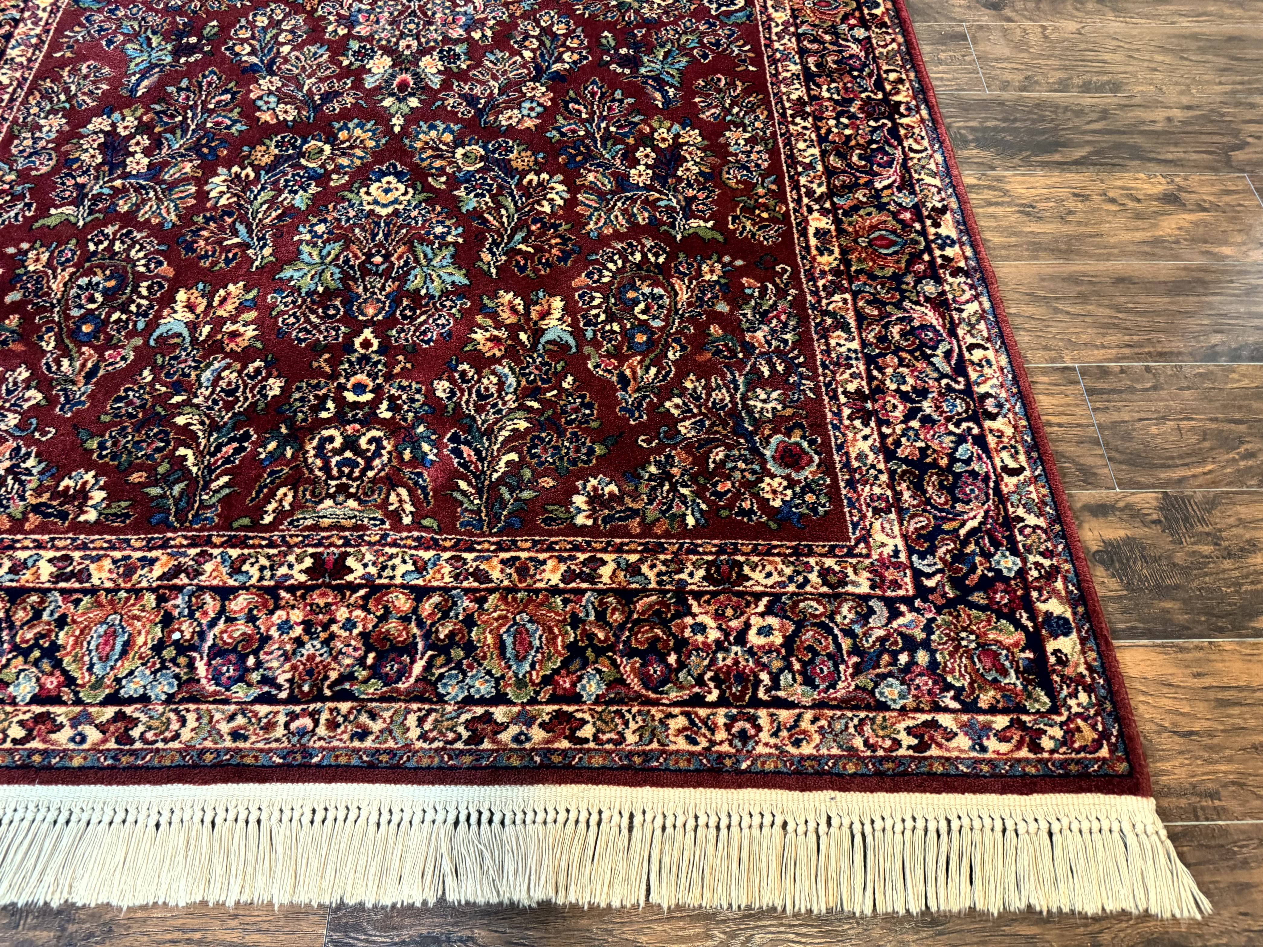 5.9 x 9 Karastan Rug Red Sarouk Rug #785, 100% Wile Pile Carpet, Original 700 Series, Vintage - Jewel Rugs