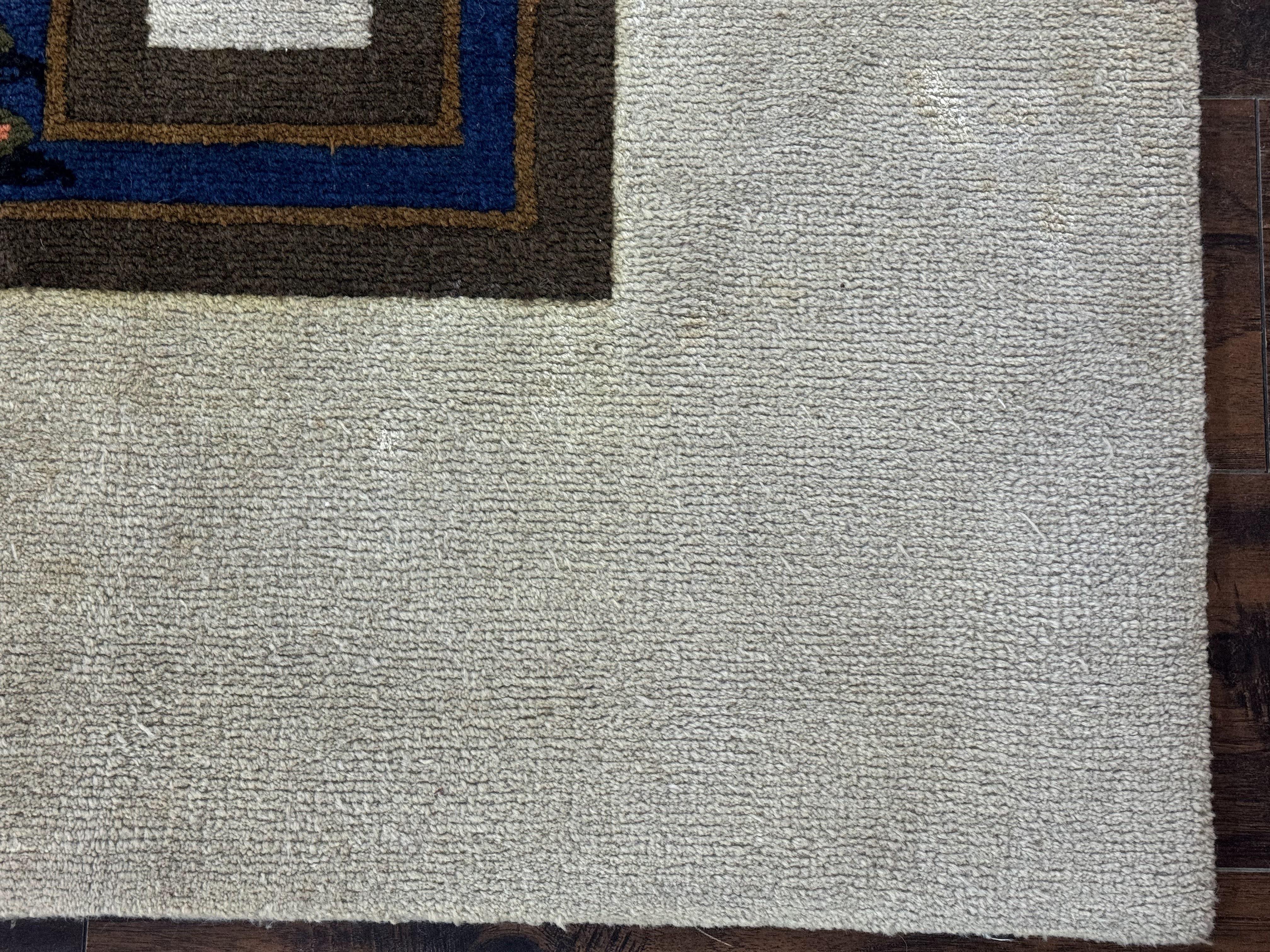 South American Rug 6x7, Unique Native American Design, Ivory, Ecuador Rug, Handmade Wool - Jewel Rugs