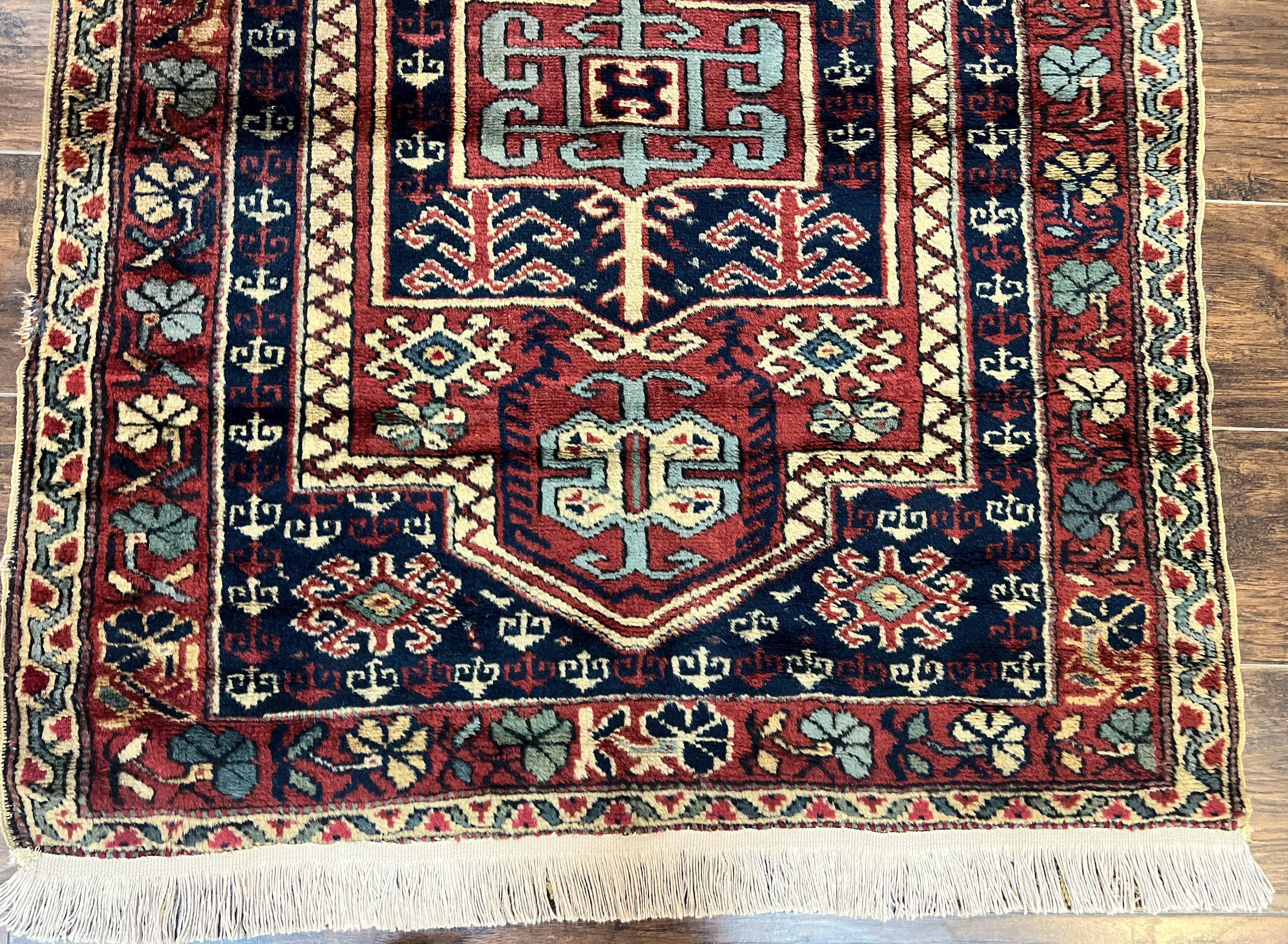 Antique Turkish Sparta Rug 3x4, Geometric Caucasian Pattern, Vintage Handmade Tribal Wool Carpet - Jewel Rugs