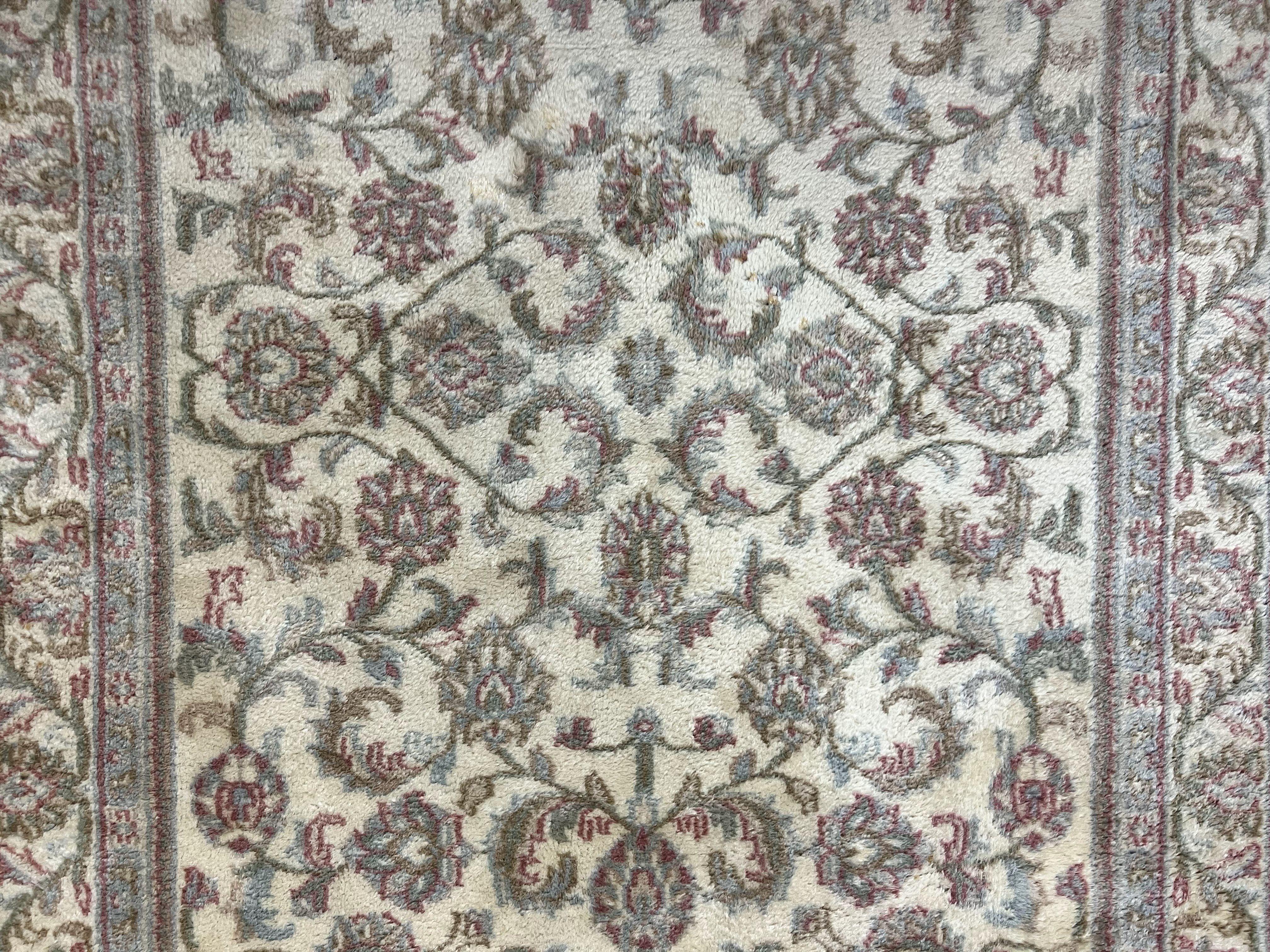 Indo Persian Rug 4x6, Vintage Handmade Wool Carpet, Floral Allover Pattern, Beige, Pair A - Jewel Rugs