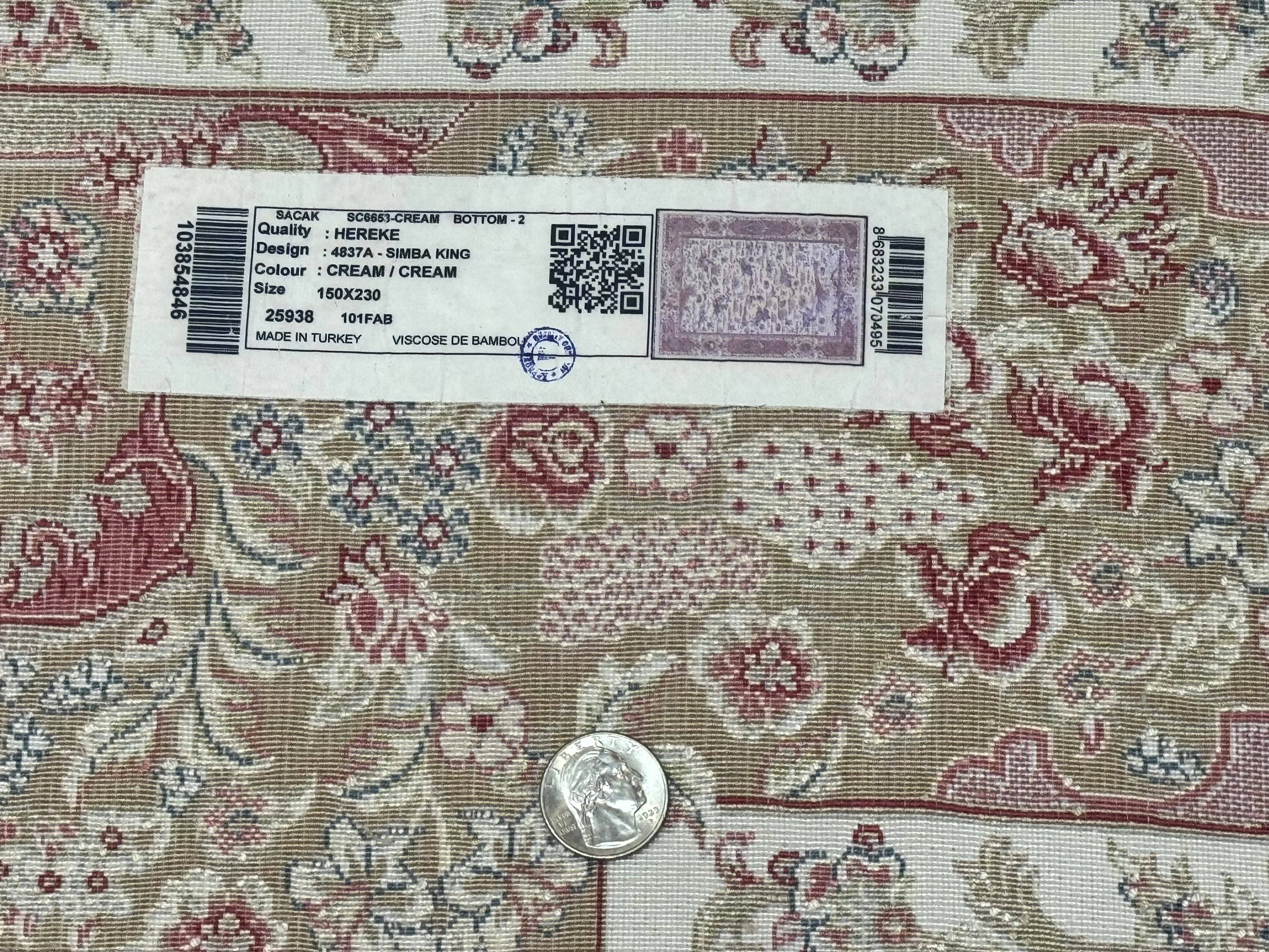 Turkish Silk Rug 5x8, Ivory, Hunting Design, Animal Pictorials, Bamboo Silk - Jewel Rugs