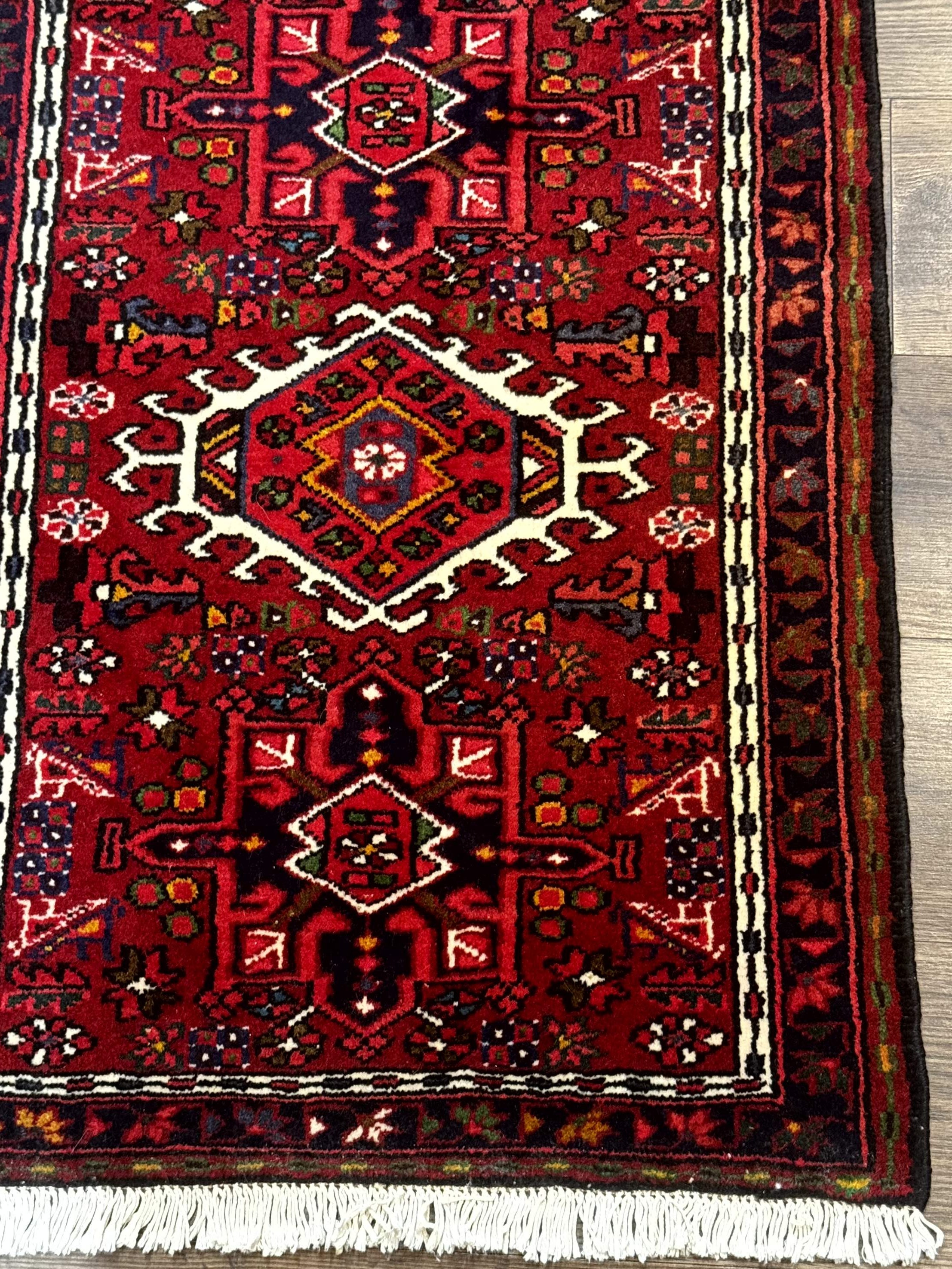 Persian Karajeh Runner Ruig 2 x 6.6, Tribal Runner, Red, Rustic, Short Runner, Geometric - Jewel Rugs