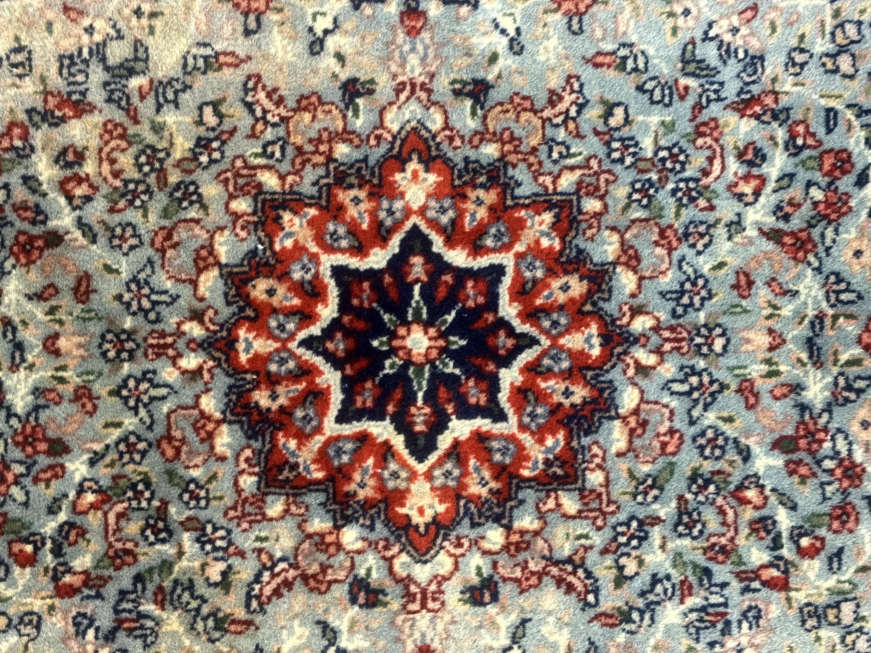 Indo Persian Kerman Rug 3x5, Light Blue, Floral Medallion - Jewel Rugs