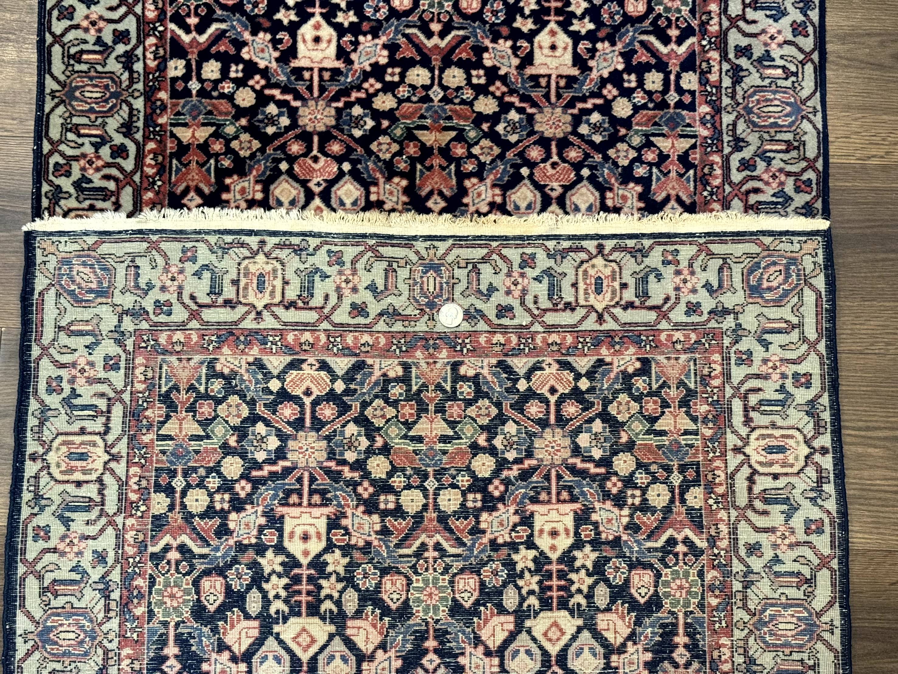 Indo Persian Runner Rug 2.8 x 12, Navy Blue, Floral, Fine 270 KPSI - Jewel Rugs