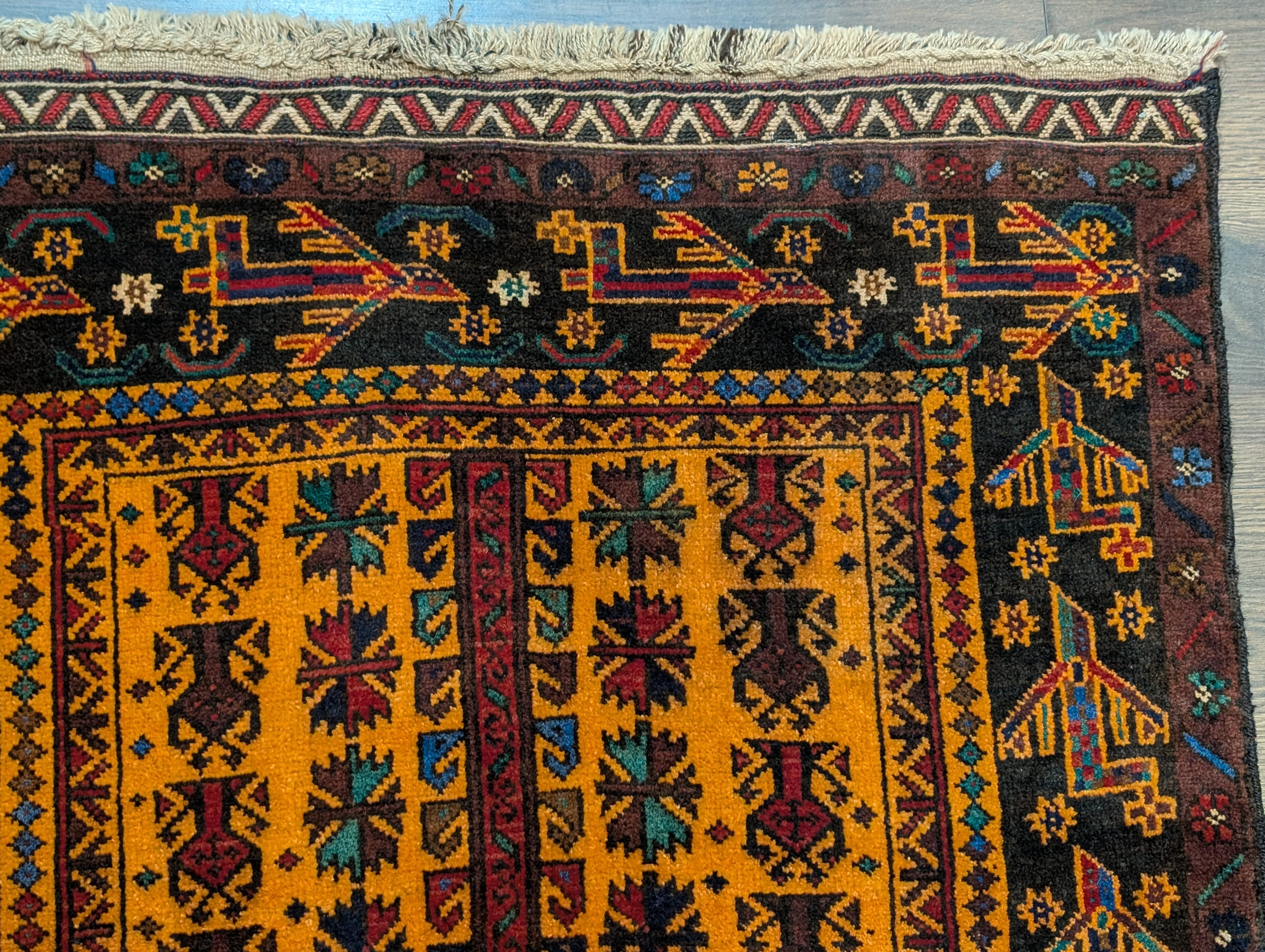 Afghan Baluch Rug 3x5, Tribal Carpet, Orange, Unique - Jewel Rugs