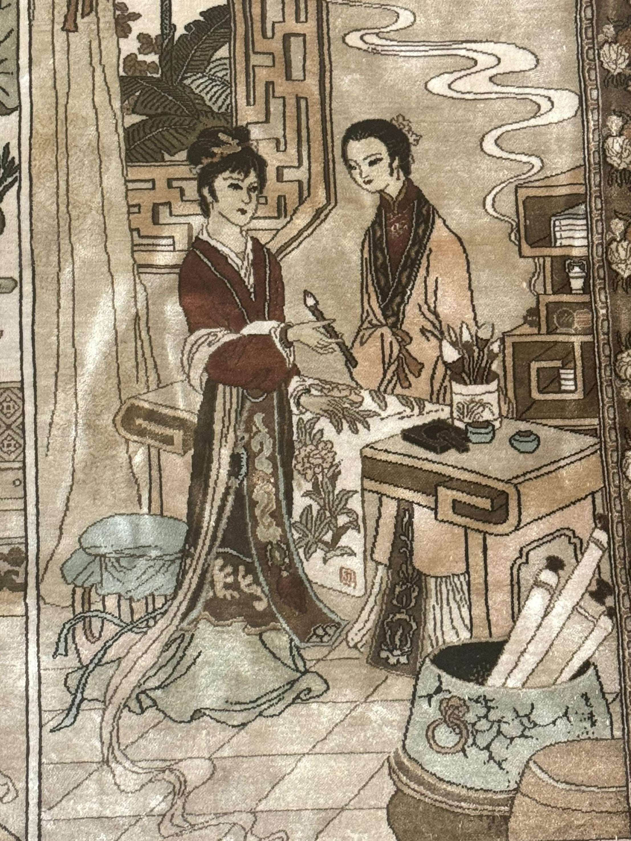 Silk Chinese Pictorial Rug, Extremely Fine 1150 KPSI, Marvelous, Wall Hanging Rug - Jewel Rugs