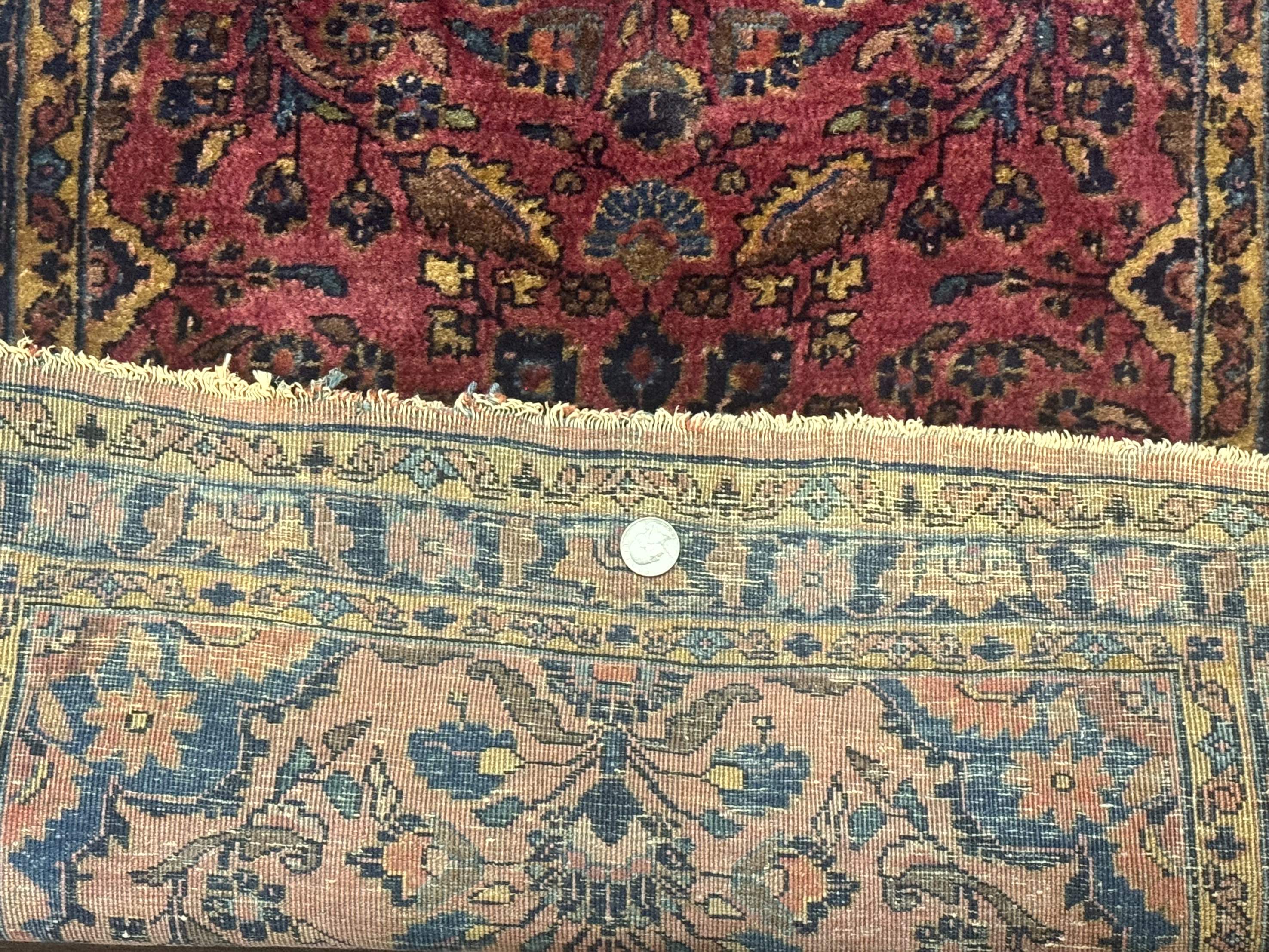 Antique Persian Sarouk Rug 2x3 – Red, Hand-Knotted Wool Accent Rug - Jewel Rugs