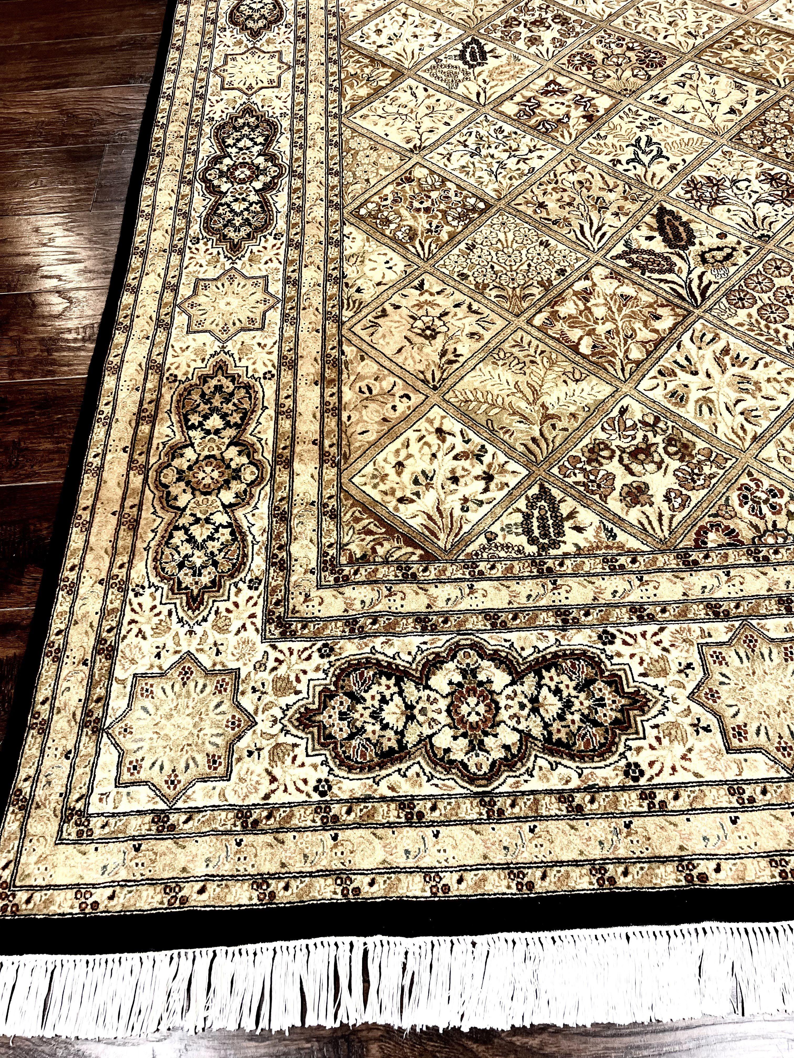 Pak Persian Rug 8x10, Multipanel Kirman Design, Wool Hand Knotted Vintage Carpet, Fine Weave Oriental Rug 8 x 10 - Jewel Rugs