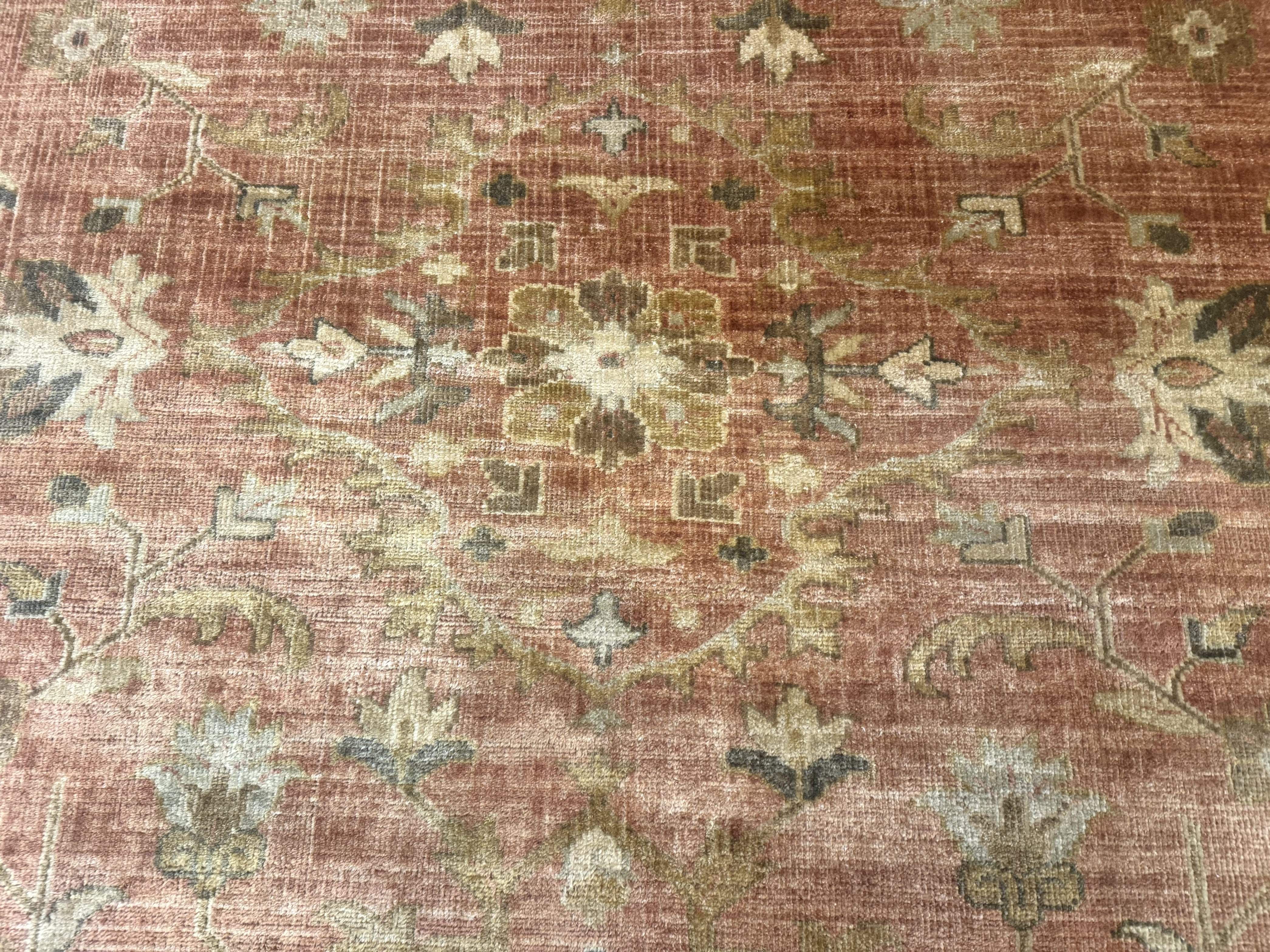 Turkish Oushak Rug 8x10 – Terracotta and Dark Gray, Hand-Knotted Wool Carpet - Jewel Rugs