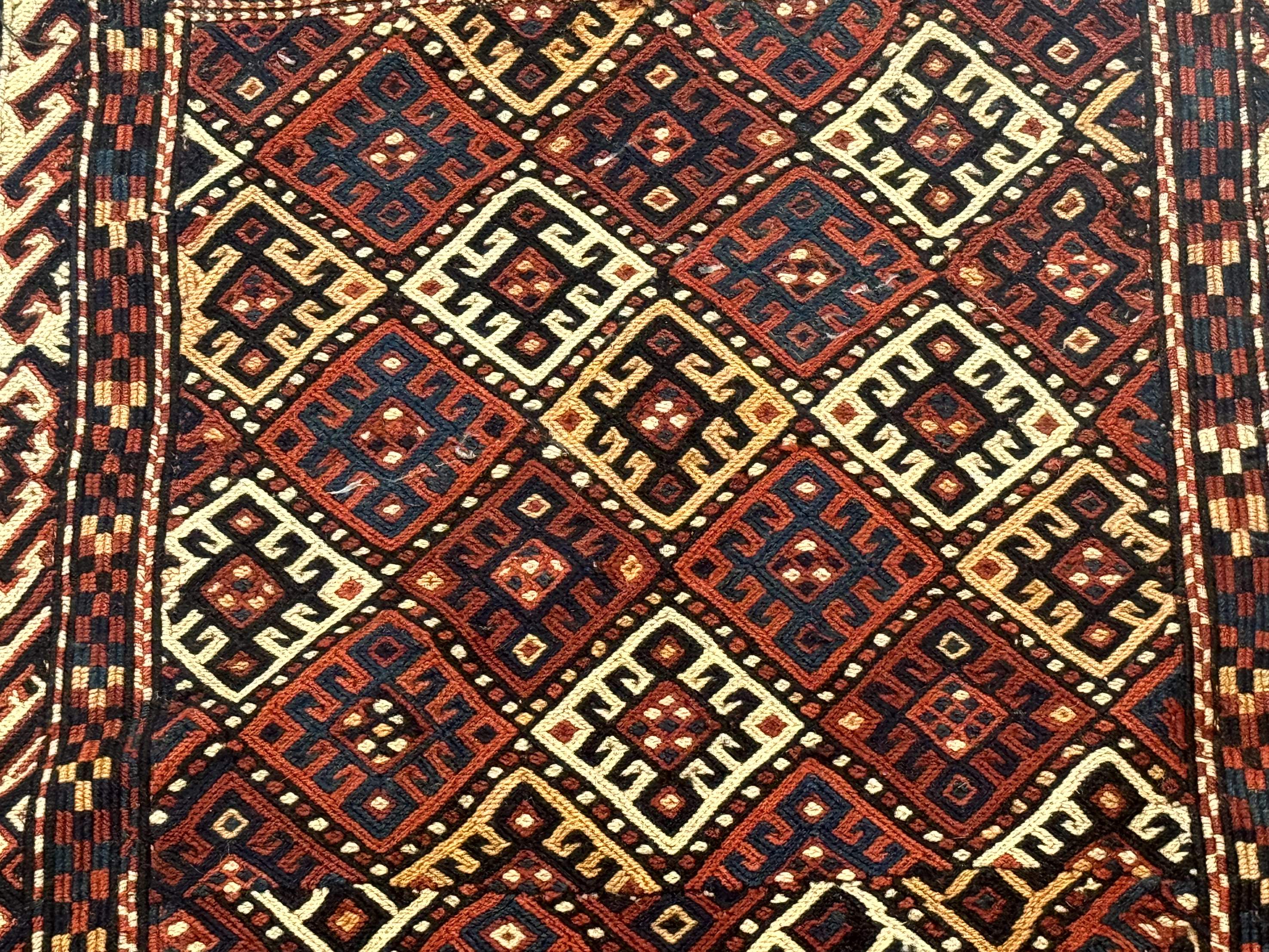 Persian Tribal Double Saddle Bag Rug, Antique Khorjin, Shahsavan Nomadic Weaving - Jewel Rugs