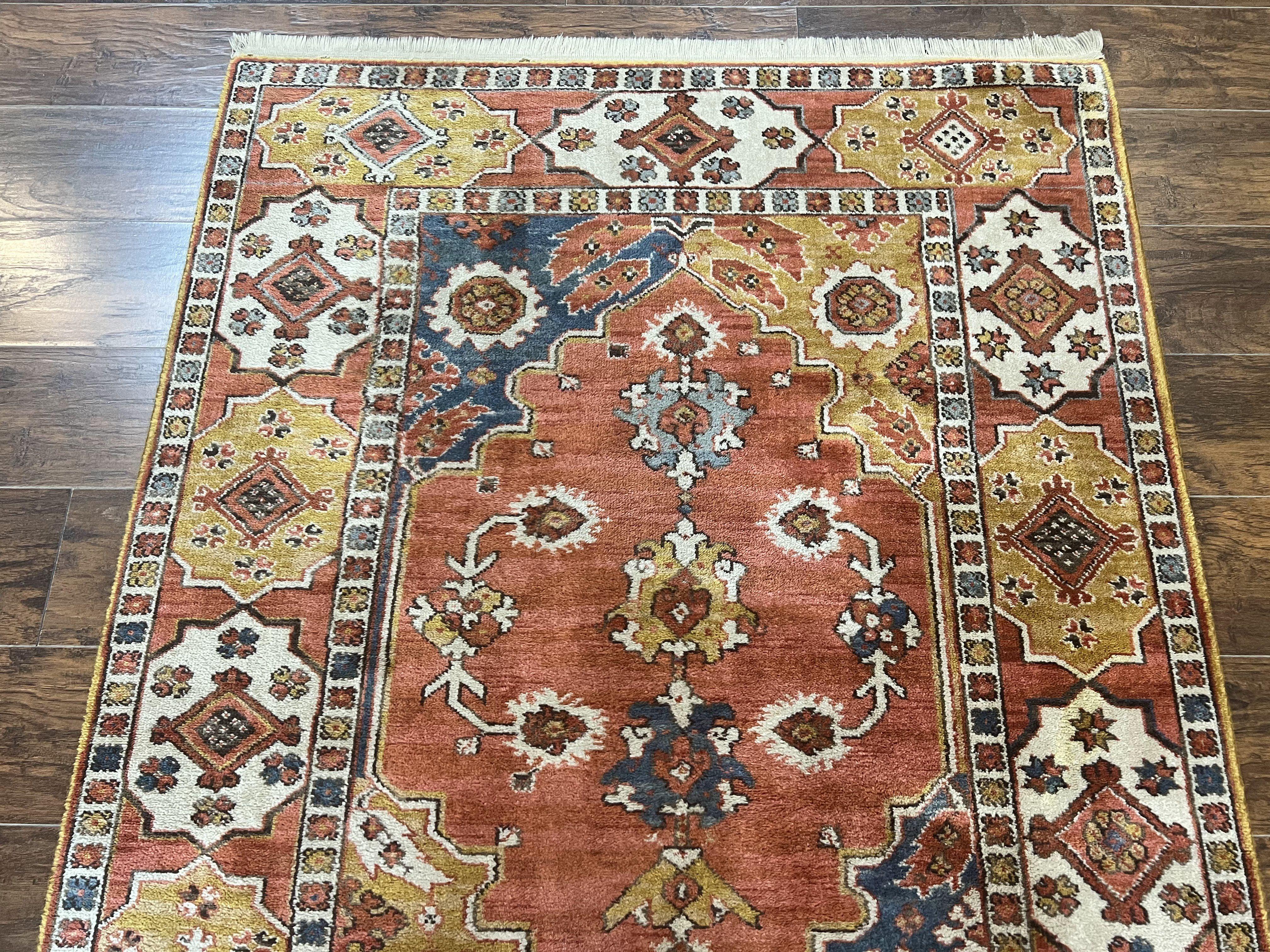 Karastan Rug 4x5, Williamsburg 553 Turkish Church, Wool Pile Discontinued Karastan Carpet, Heriz Geometric Design, Karastan Area Rug - Jewel Rugs