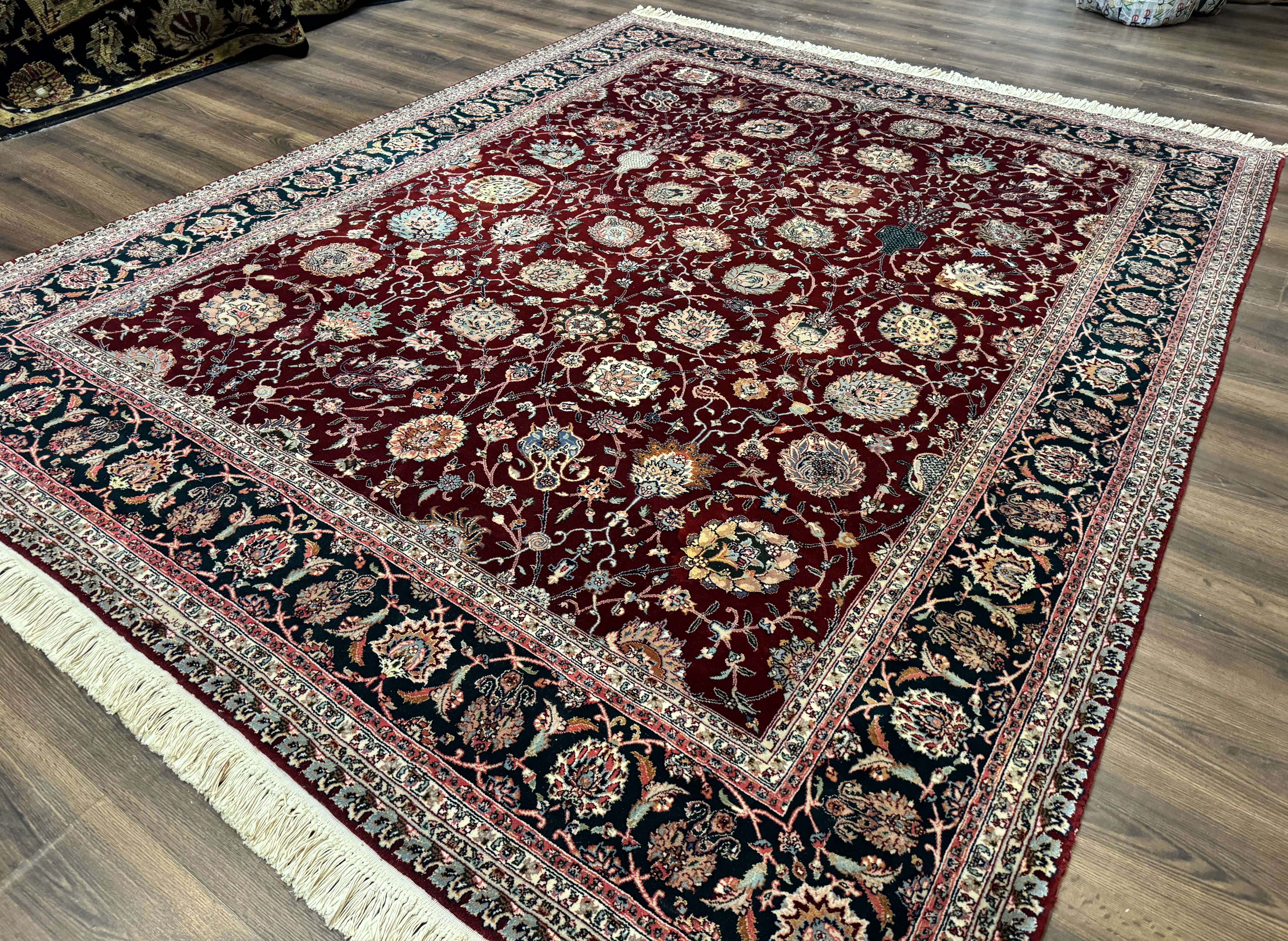 Pak Persian Rug 8x10, Dark Red, Wool with Silk Highlights, Fine - Jewel Rugs