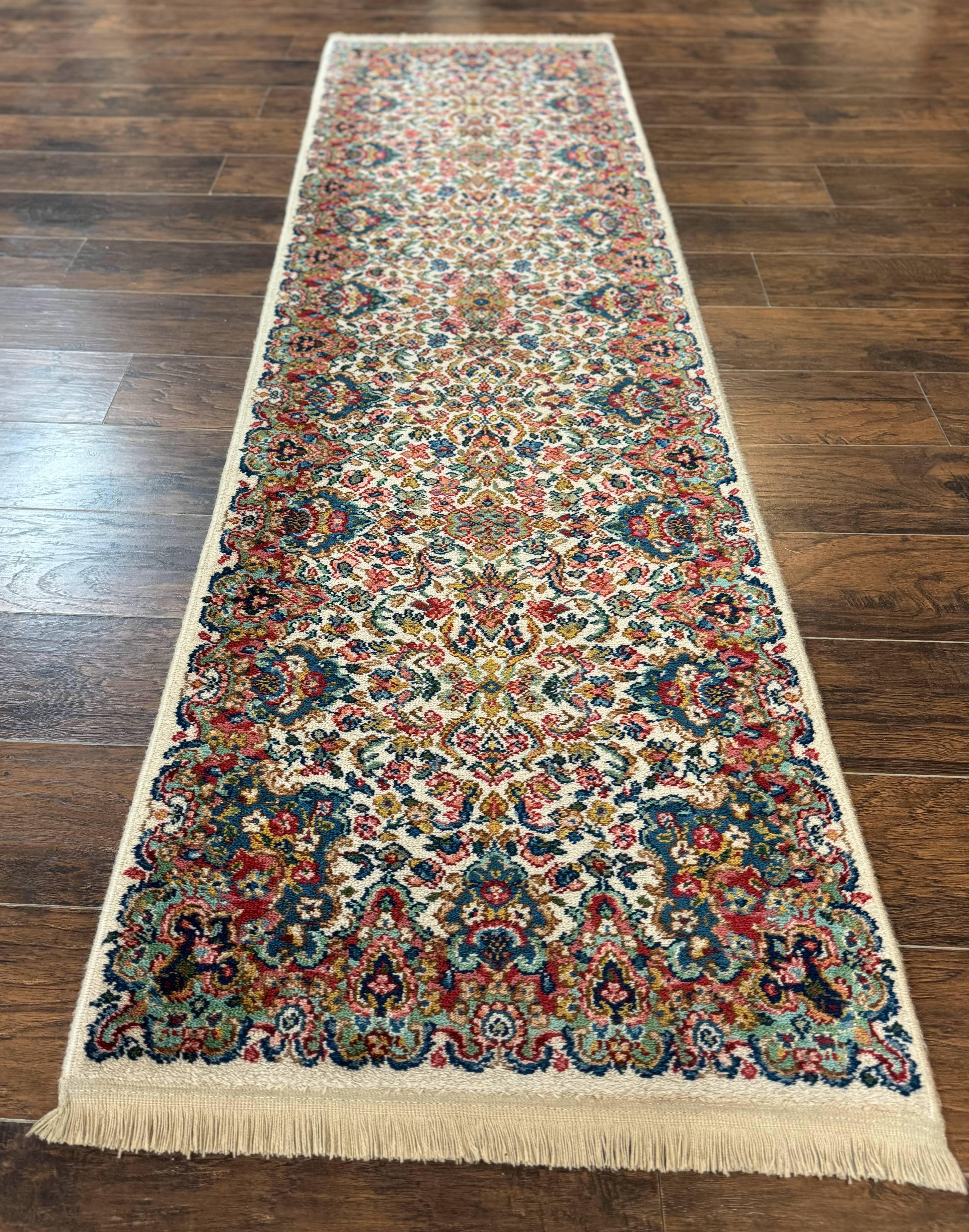 Karastan Runner Rug 2.6 x 8.6, Floral Kirman #742, Wool Vintage Original 700 Series, Rare - Jewel Rugs