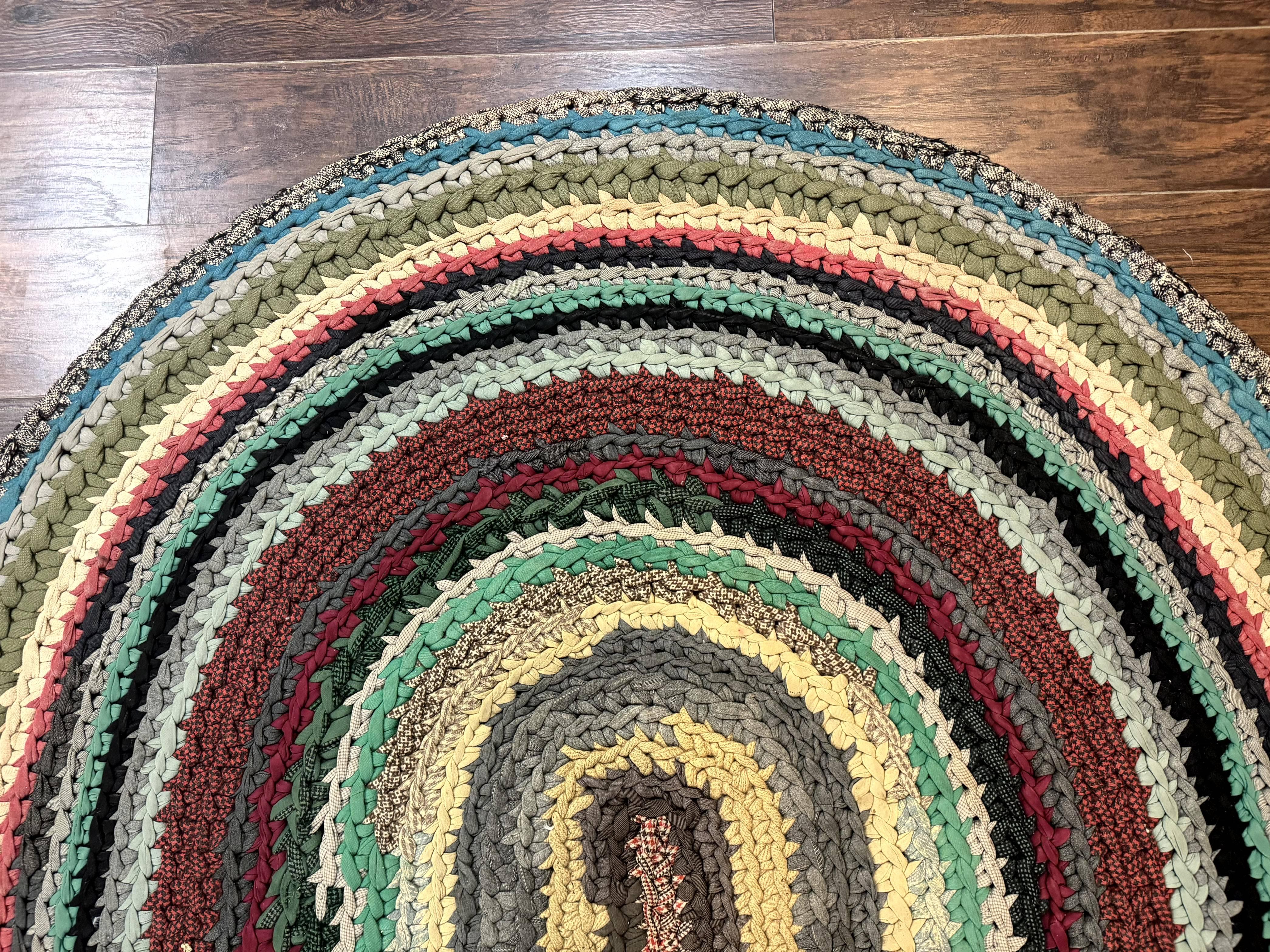 Antique American Braided Rug 5x7, Oval Multicolor Handmade Wool Braided Carpet - Jewel Rugs