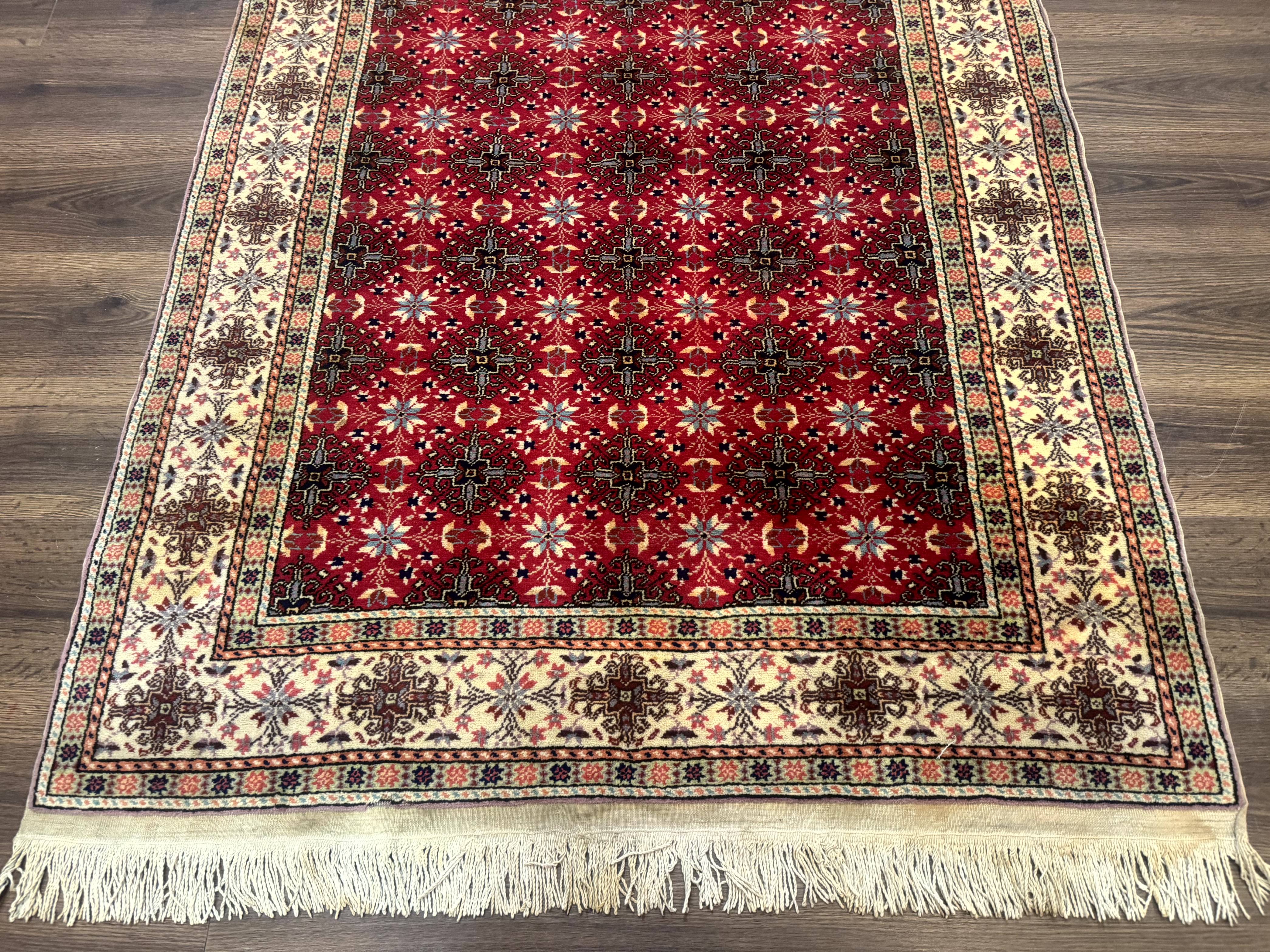 Turkish Sivas Rug 4x6, Red and Cream, Allover Design, Handmade Vintage - Jewel Rugs