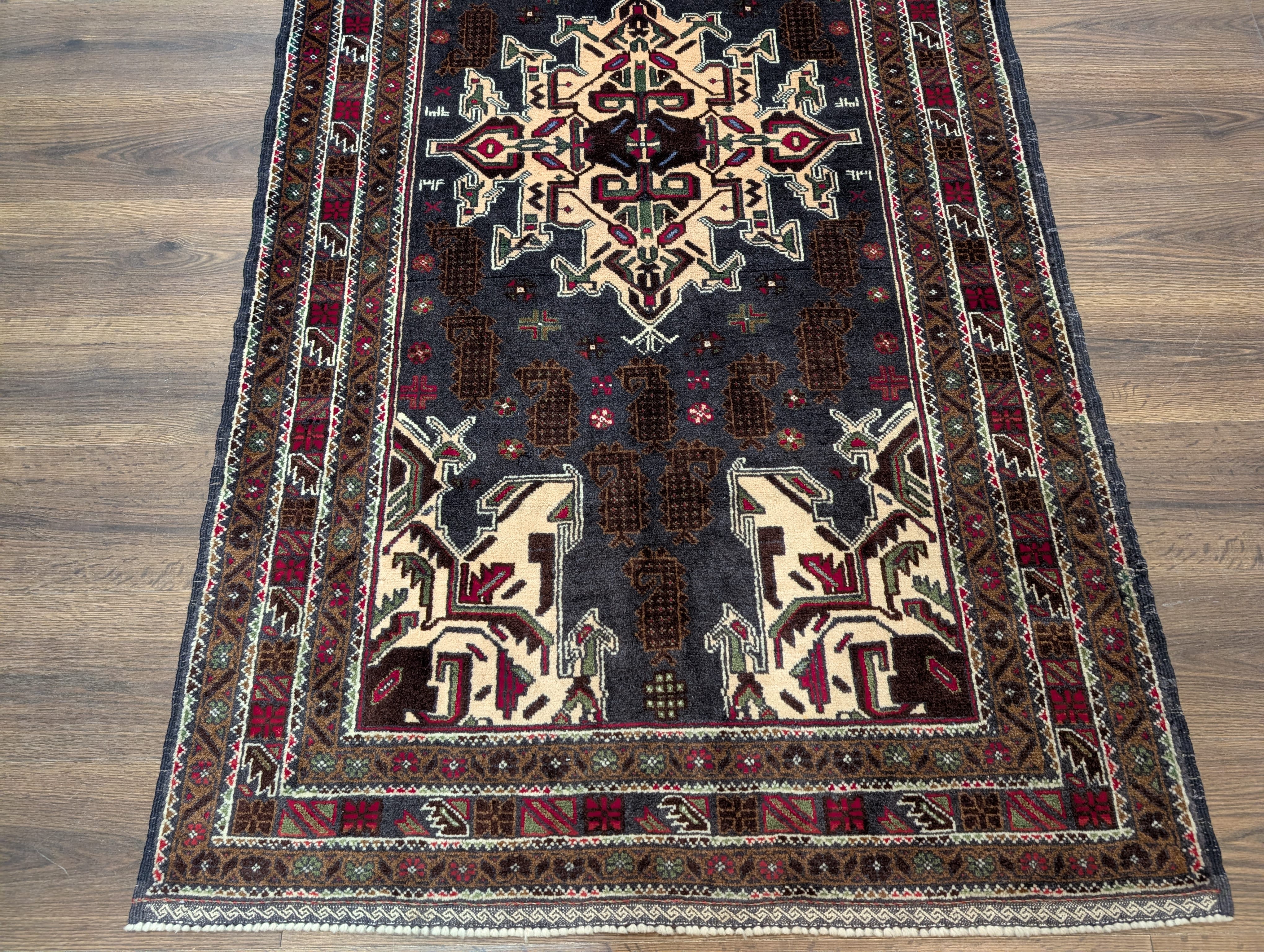 Afghan Baluch Rug 3.9 x 6.6, Tribal Handmade Wool Carpet - Jewel Rugs