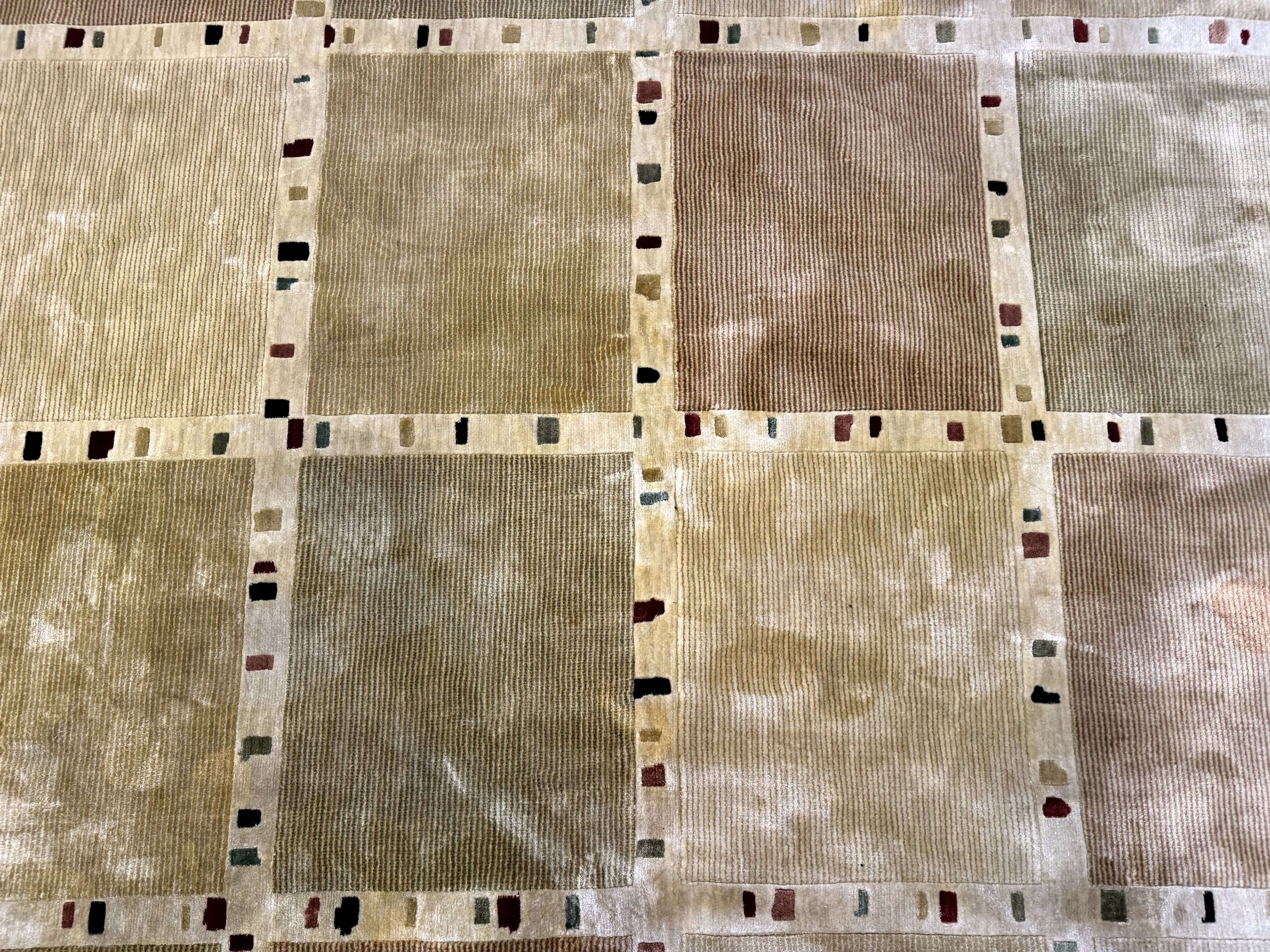 Large Wool Rug 10x13, Panel Design, Modern Contemporary Carpet - Jewel Rugs